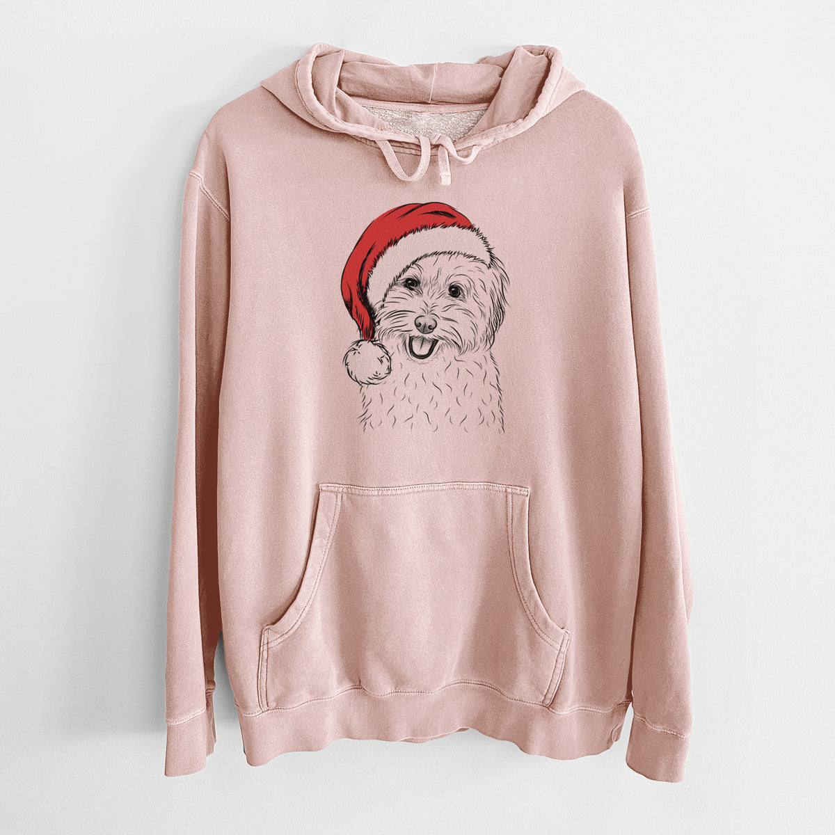 Santa Hat Sophie Quinn the Havanese - Unisex Pigment Dyed Hoodie