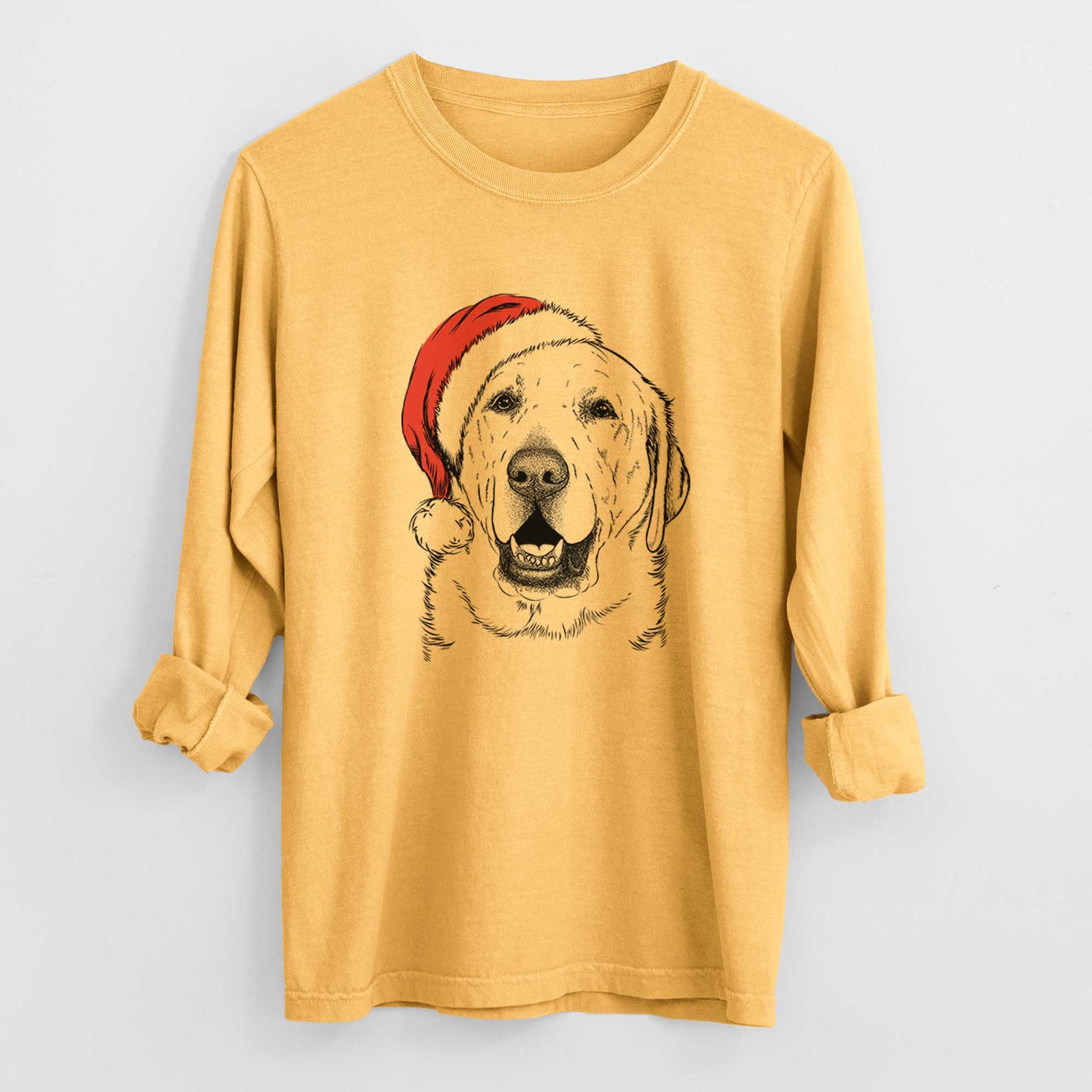 Santa Sparks the Labrador Retriever - Men's Heavyweight 100% Cotton Long Sleeve