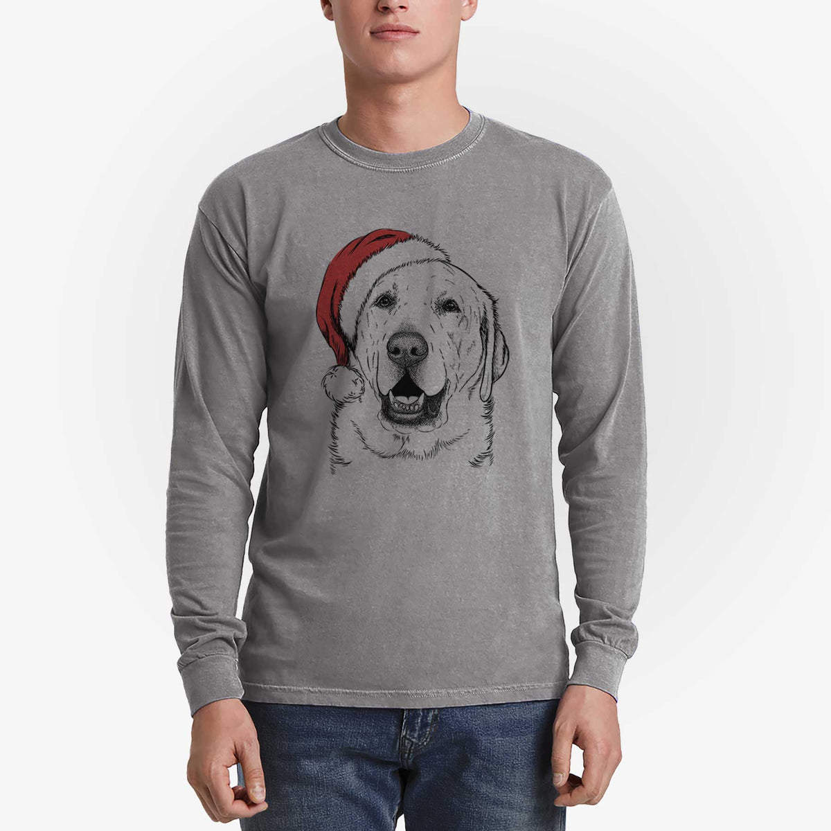 Santa Sparks the Labrador Retriever - Men's Heavyweight 100% Cotton Long Sleeve