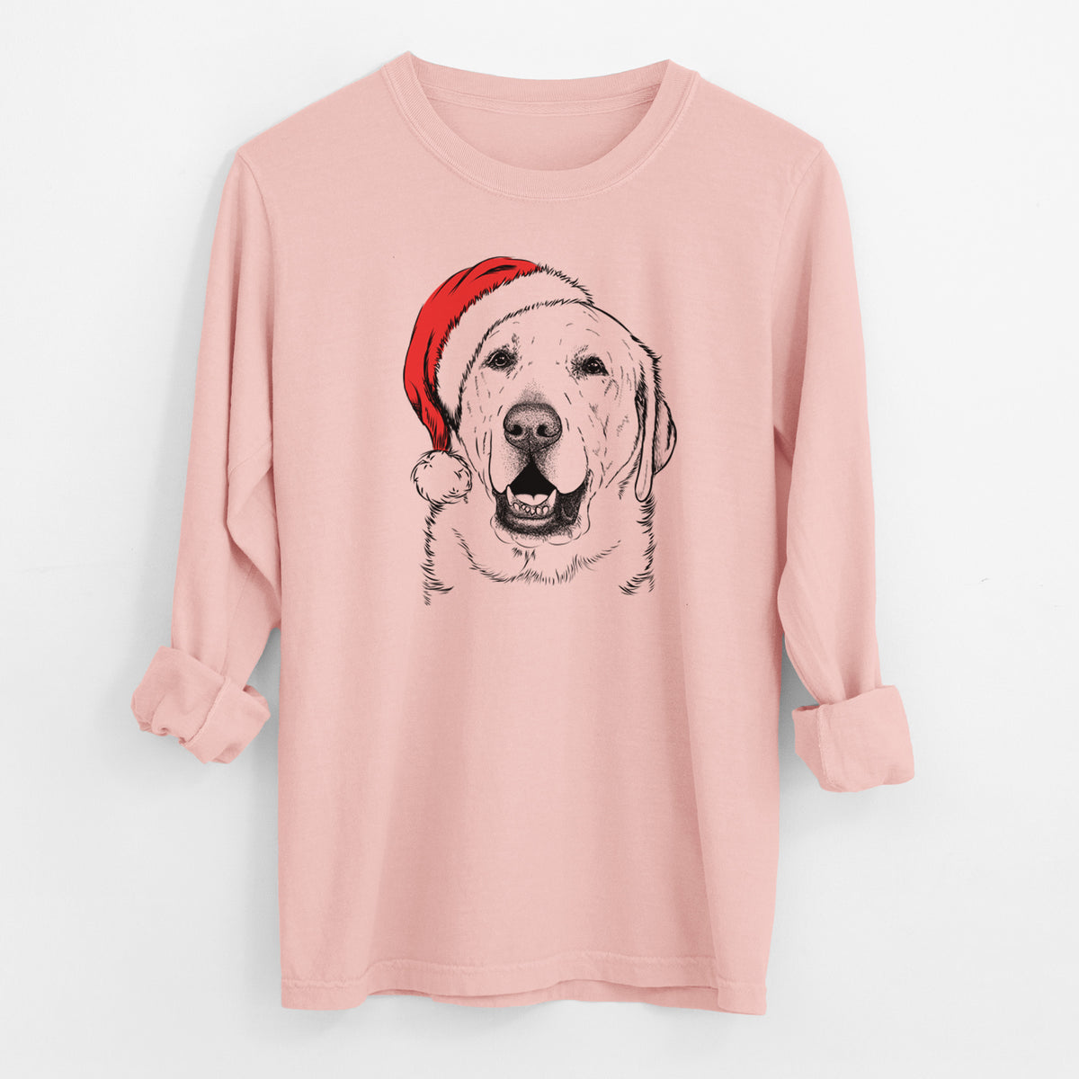 Santa Sparks the Labrador Retriever - Men's Heavyweight 100% Cotton Long Sleeve