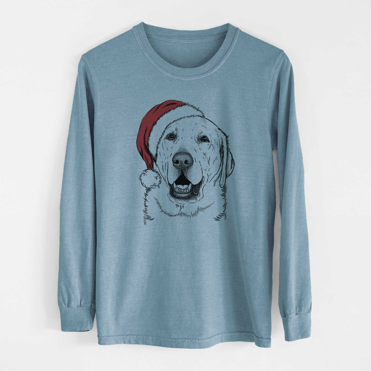 Santa Sparks the Labrador Retriever - Men's Heavyweight 100% Cotton Long Sleeve