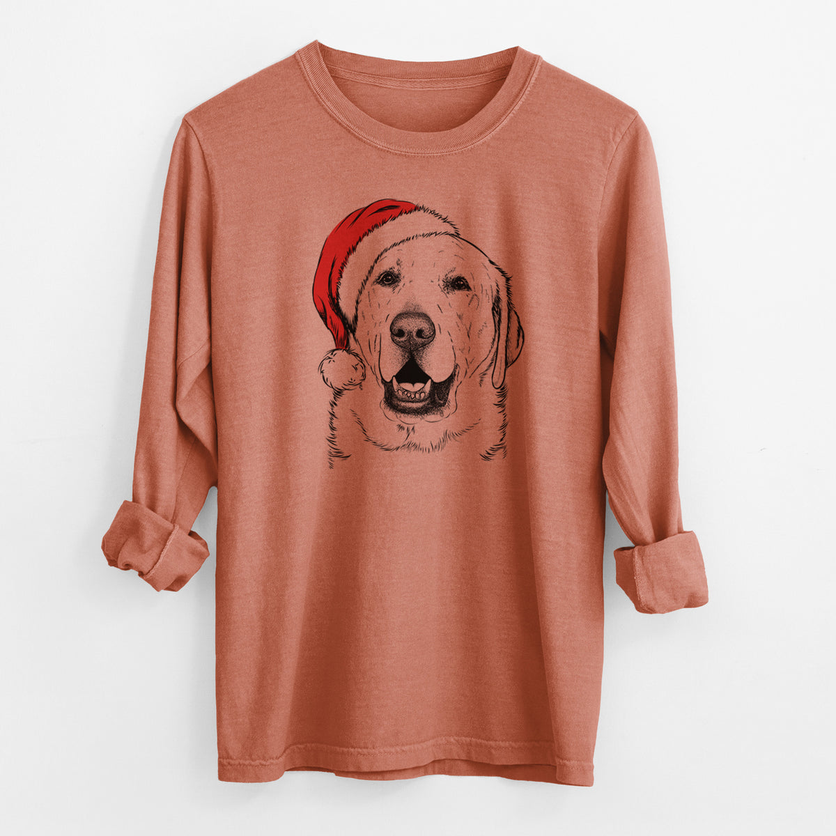 Santa Sparks the Labrador Retriever - Men's Heavyweight 100% Cotton Long Sleeve
