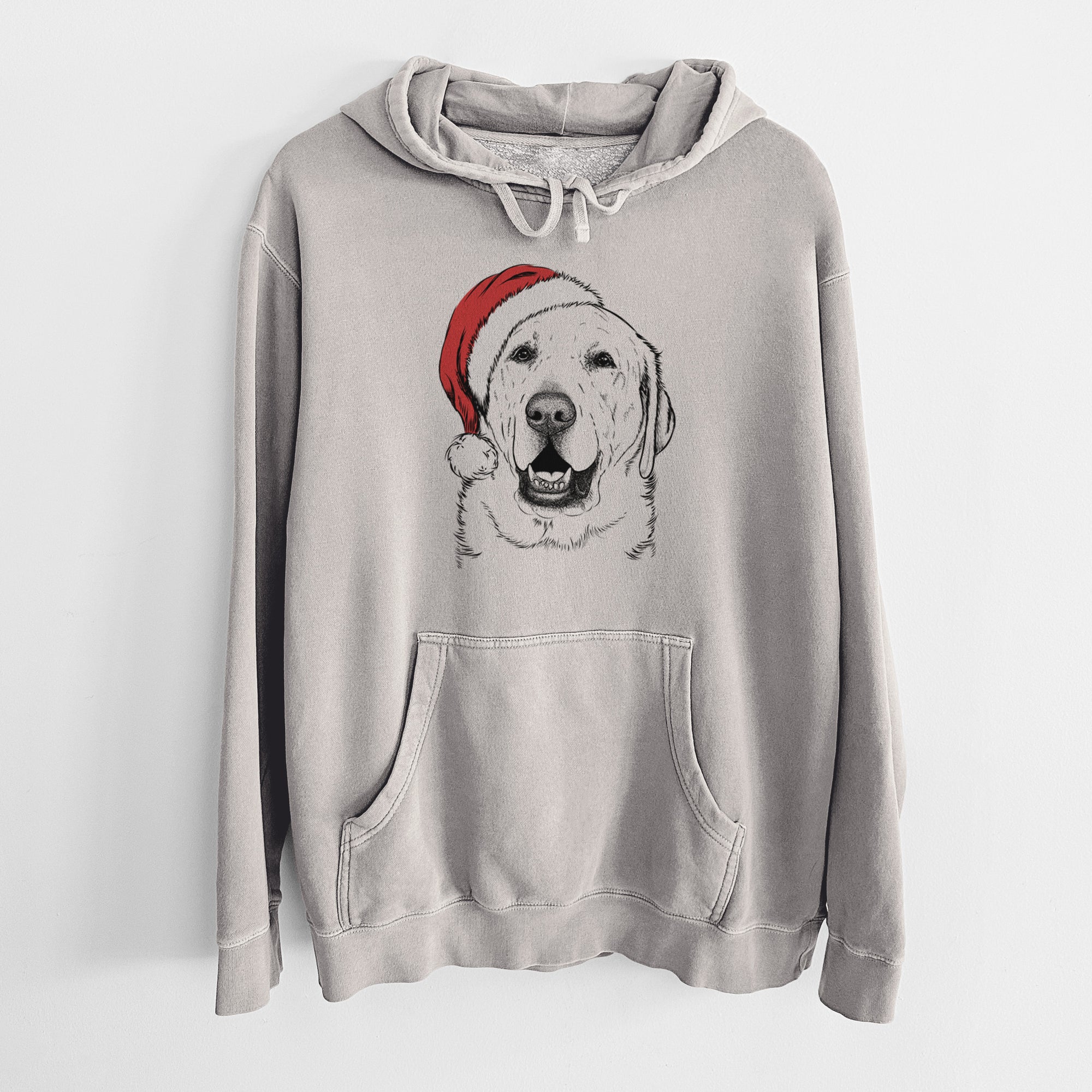 Santa Hat Sparks the Labrador Retriever - Unisex Pigment Dyed Hoodie