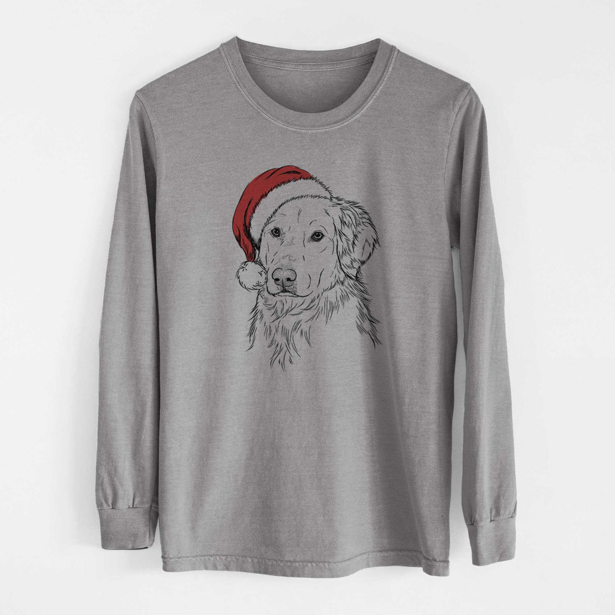 Santa Spencer the Golden Retriever - Men's Heavyweight 100% Cotton Long Sleeve