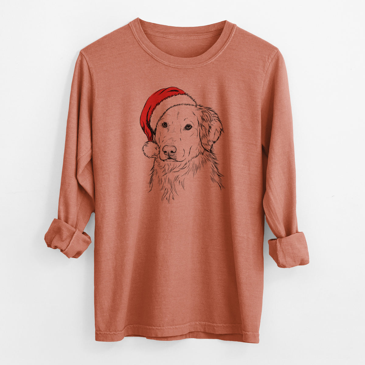 Santa Spencer the Golden Retriever - Men's Heavyweight 100% Cotton Long Sleeve