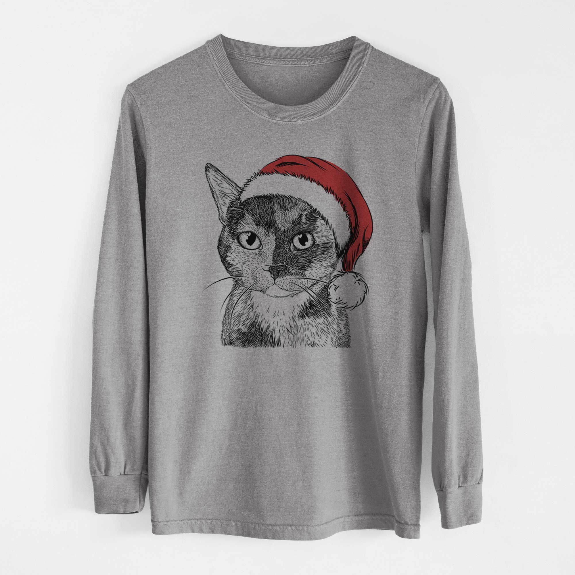 Santa Spooky Kitty the Tortoiseshell Cat - Men's Heavyweight 100% Cotton Long Sleeve