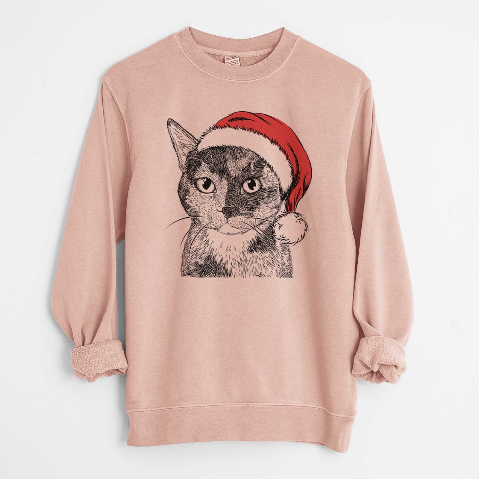 Santa Spooky Kitty the Tortoiseshell Cat - Unisex Pigment Dyed Crew Sweatshirt