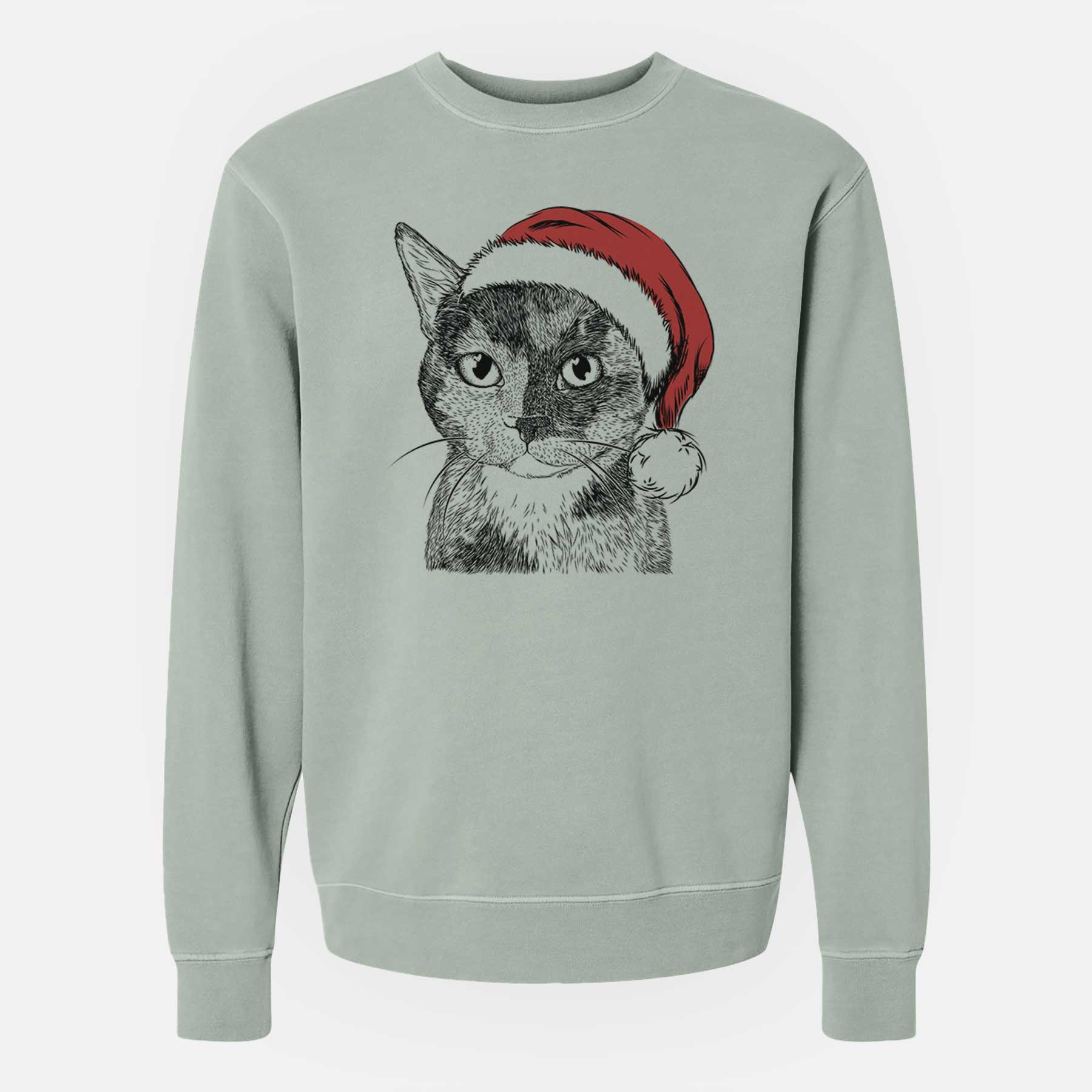 Santa Spooky Kitty the Tortoiseshell Cat - Unisex Pigment Dyed Crew Sweatshirt