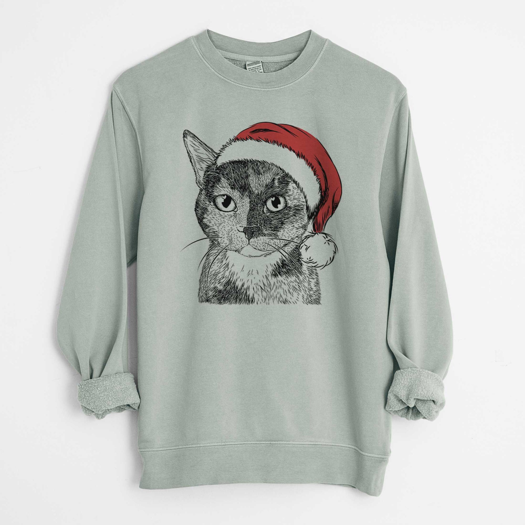 Santa Spooky Kitty the Tortoiseshell Cat - Unisex Pigment Dyed Crew Sweatshirt