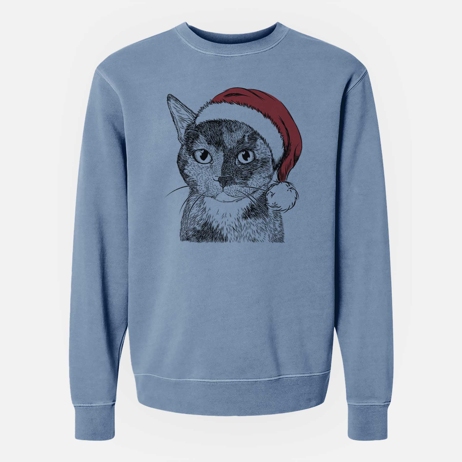 Santa Spooky Kitty the Tortoiseshell Cat - Unisex Pigment Dyed Crew Sweatshirt