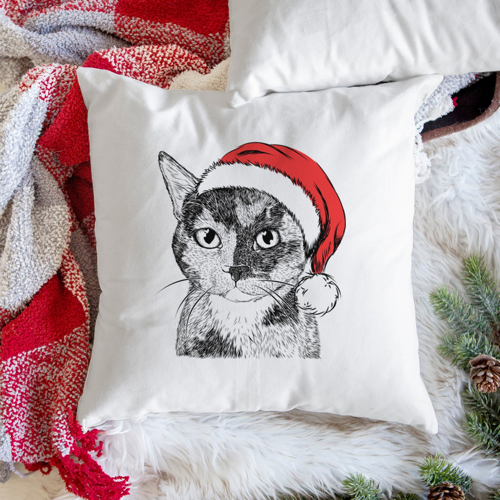 Spooky Kitty the Tortoiseshell Cat - Throw Pillow Cover