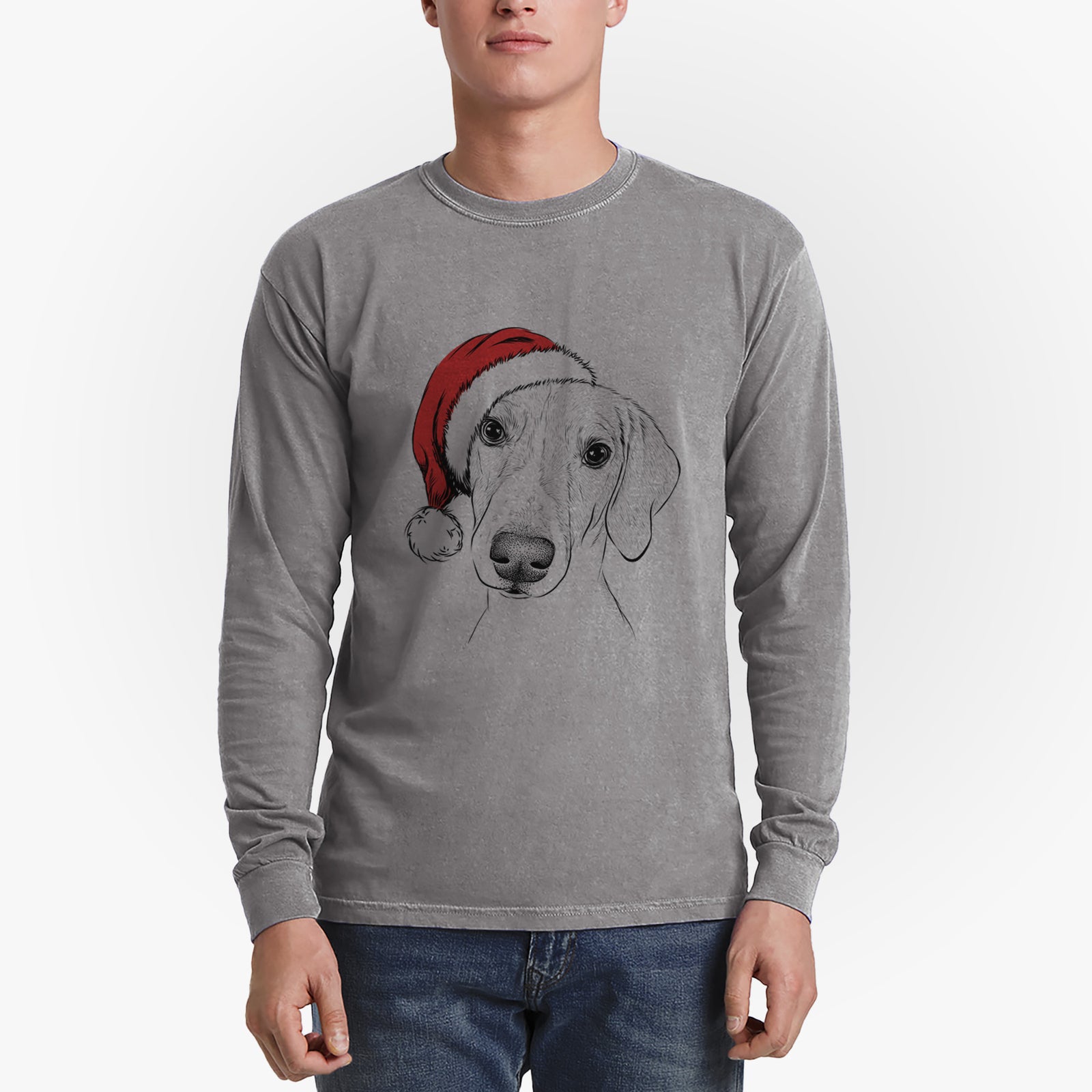Santa Stanley the Foxhound - Heavyweight 100% Cotton Long Sleeve