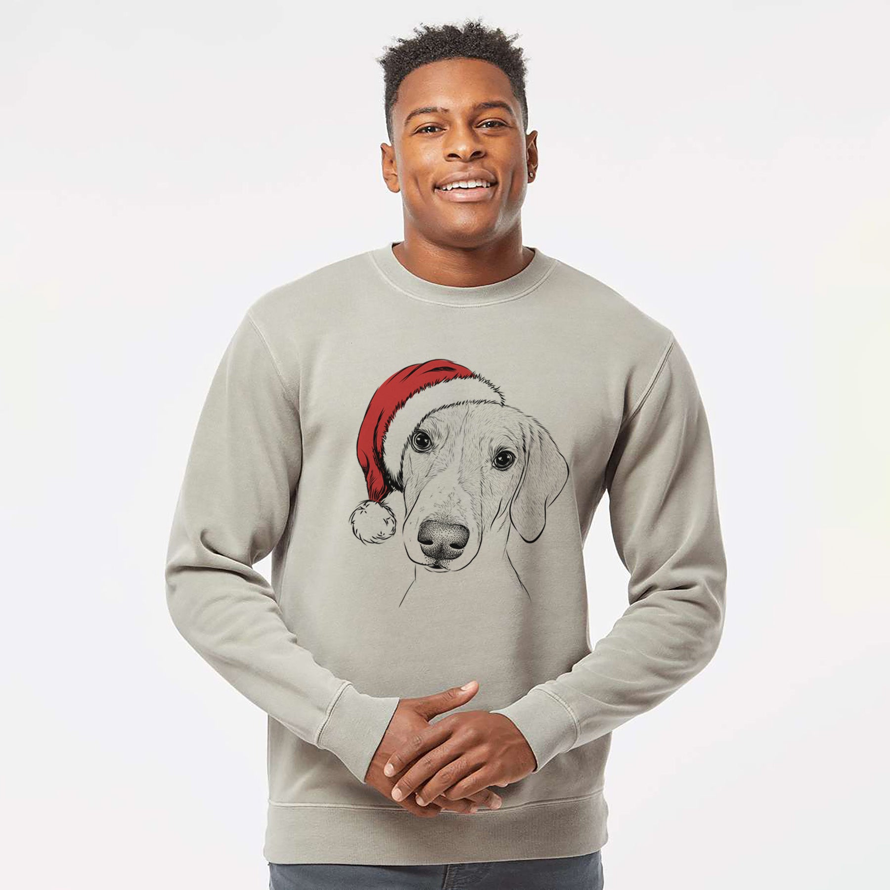 Santa Stanley the Foxhound - Unisex Pigment Dyed Crew Sweatshirt