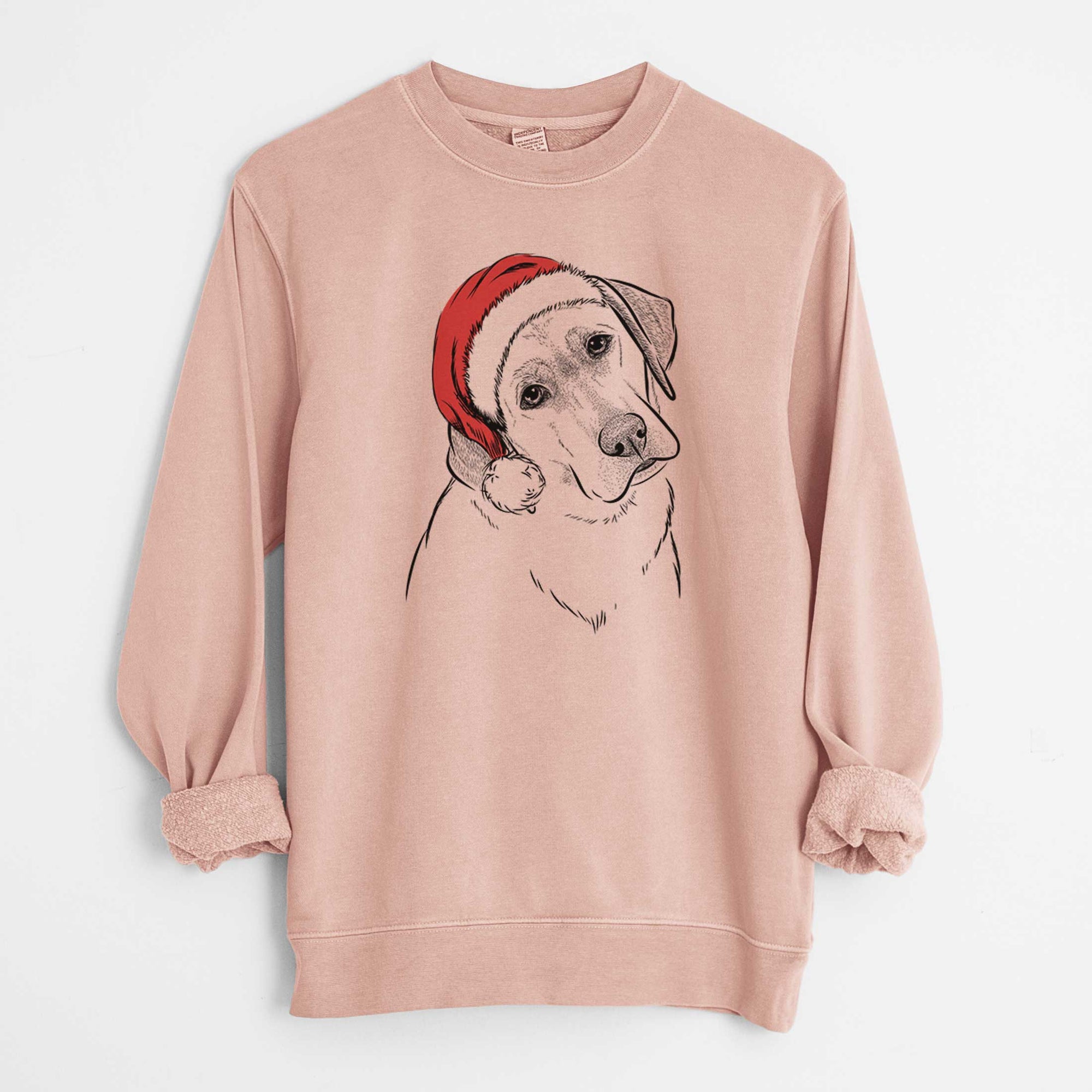 Santa Stella the Yellow Lab - Unisex Pigment Dyed Crew Sweatshirt