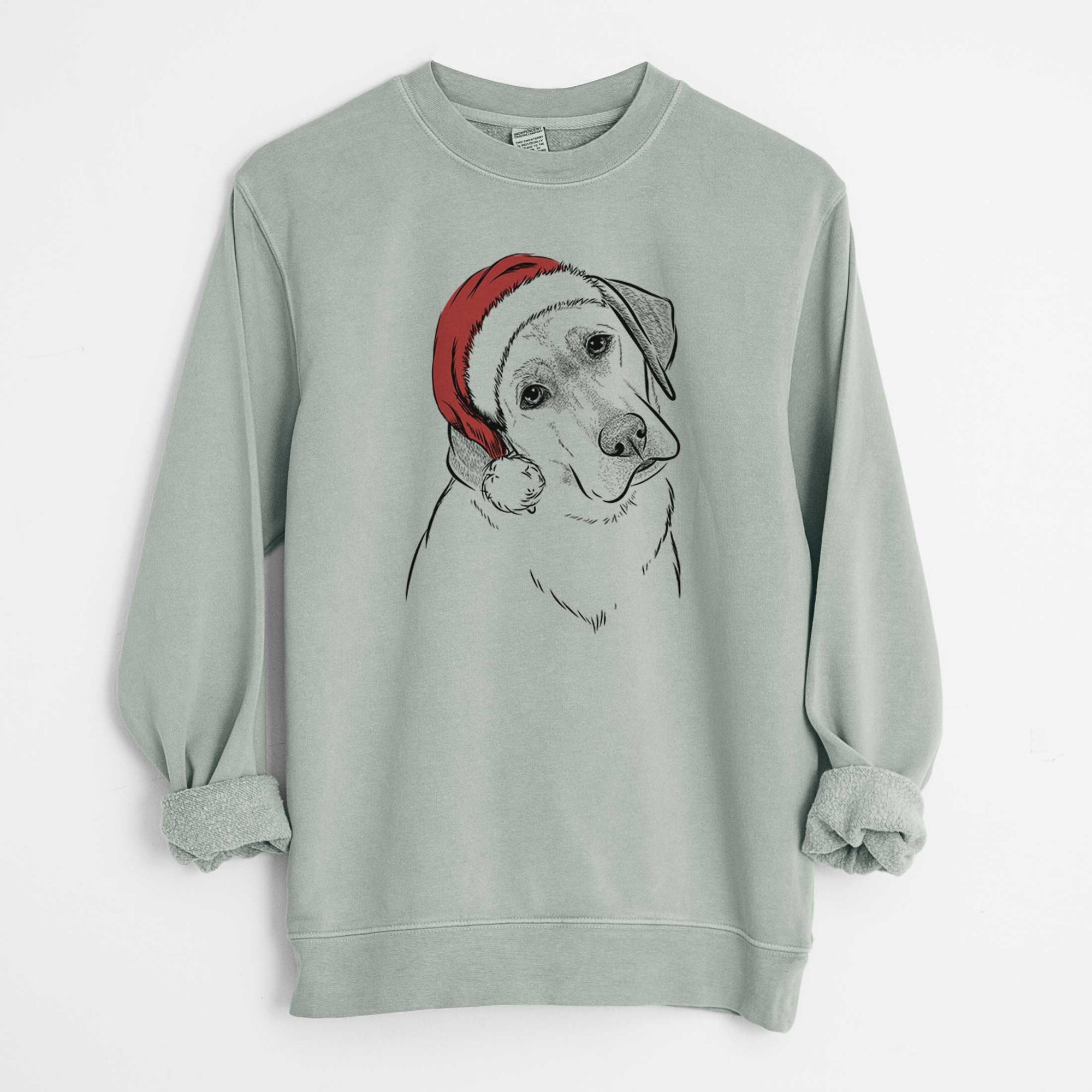 Santa Stella the Yellow Lab - Unisex Pigment Dyed Crew Sweatshirt