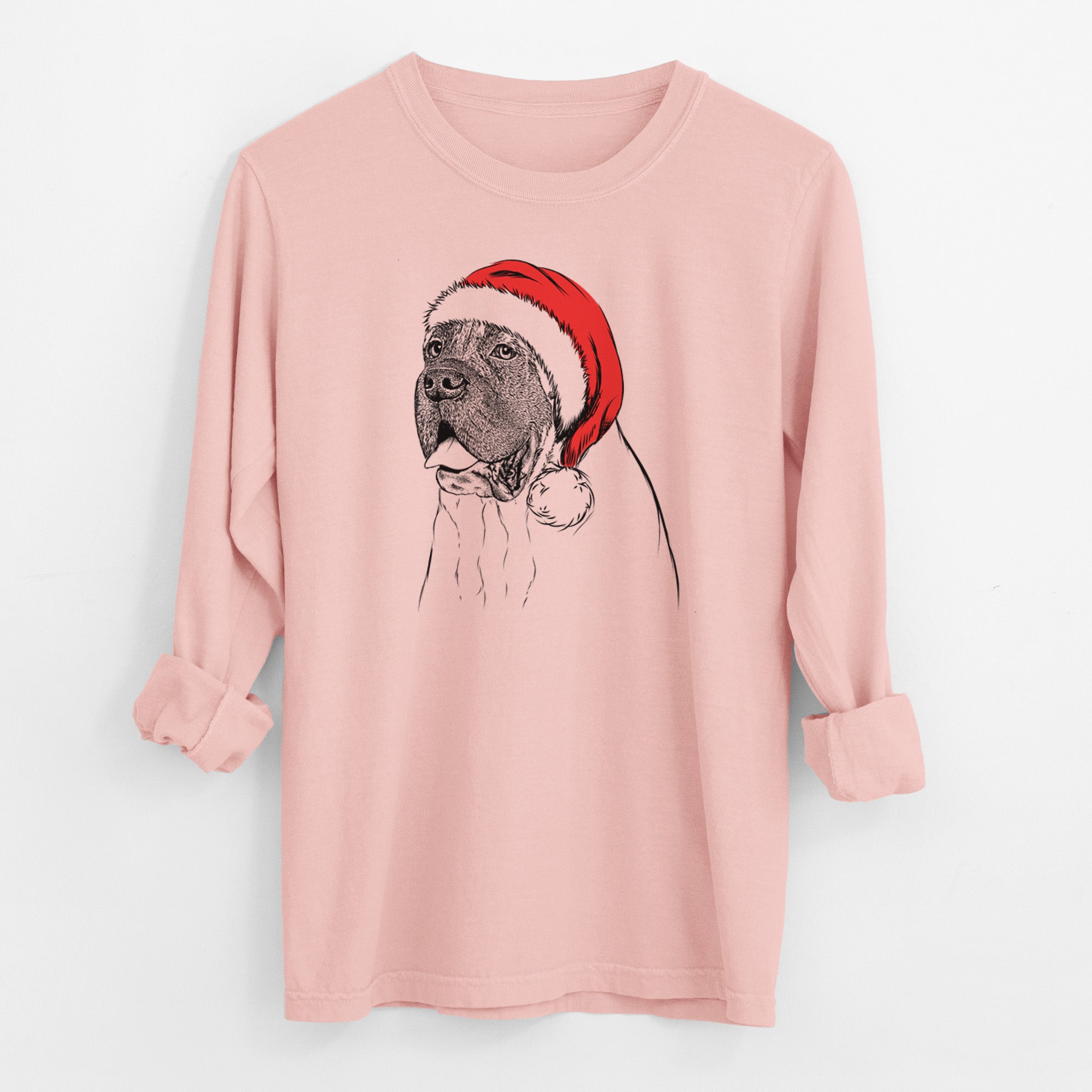 Santa Sterling the English Mastiff - Men's Heavyweight 100% Cotton Long Sleeve