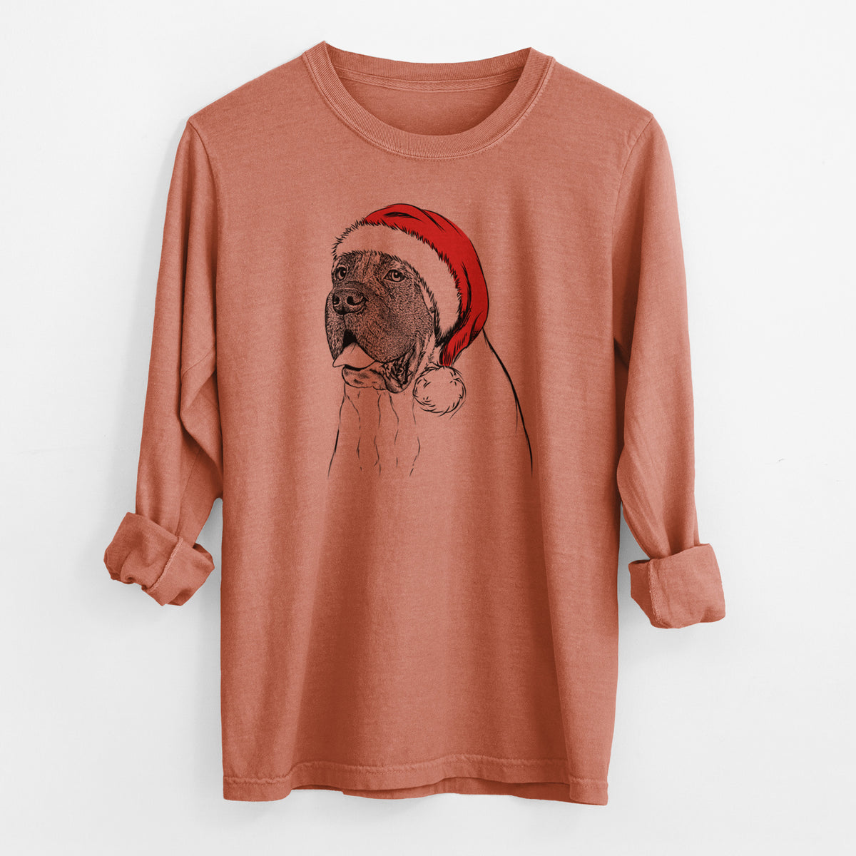 Santa Sterling the English Mastiff - Men's Heavyweight 100% Cotton Long Sleeve