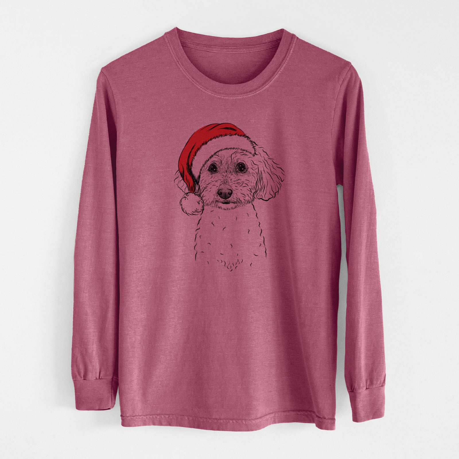 Santa Stitch the Bichonpoo - Men's Heavyweight 100% Cotton Long Sleeve