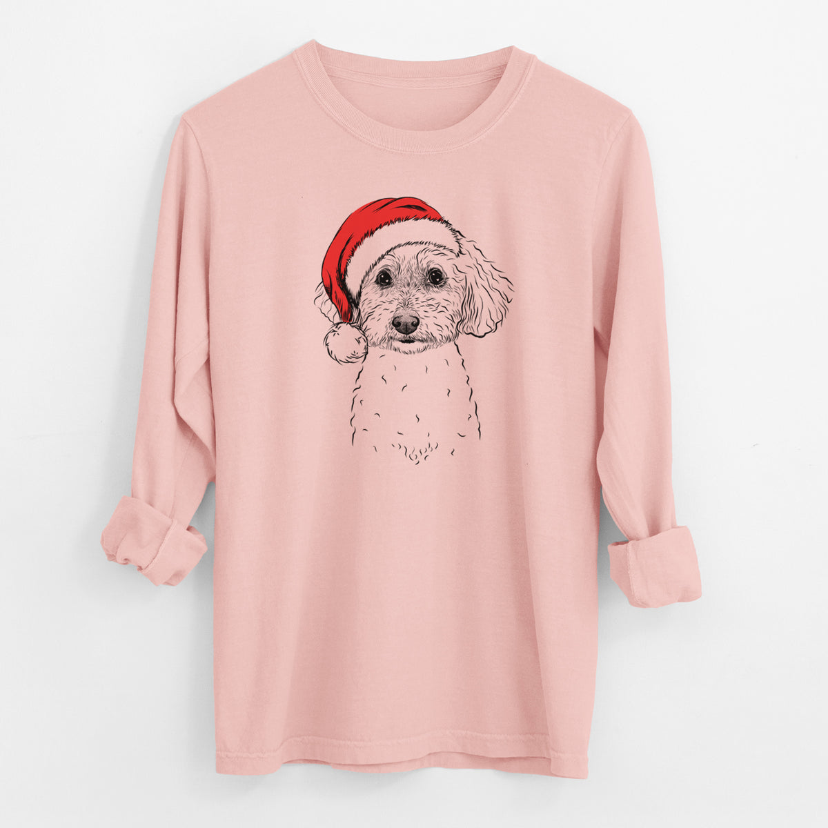 Santa Stitch the Bichonpoo - Men's Heavyweight 100% Cotton Long Sleeve