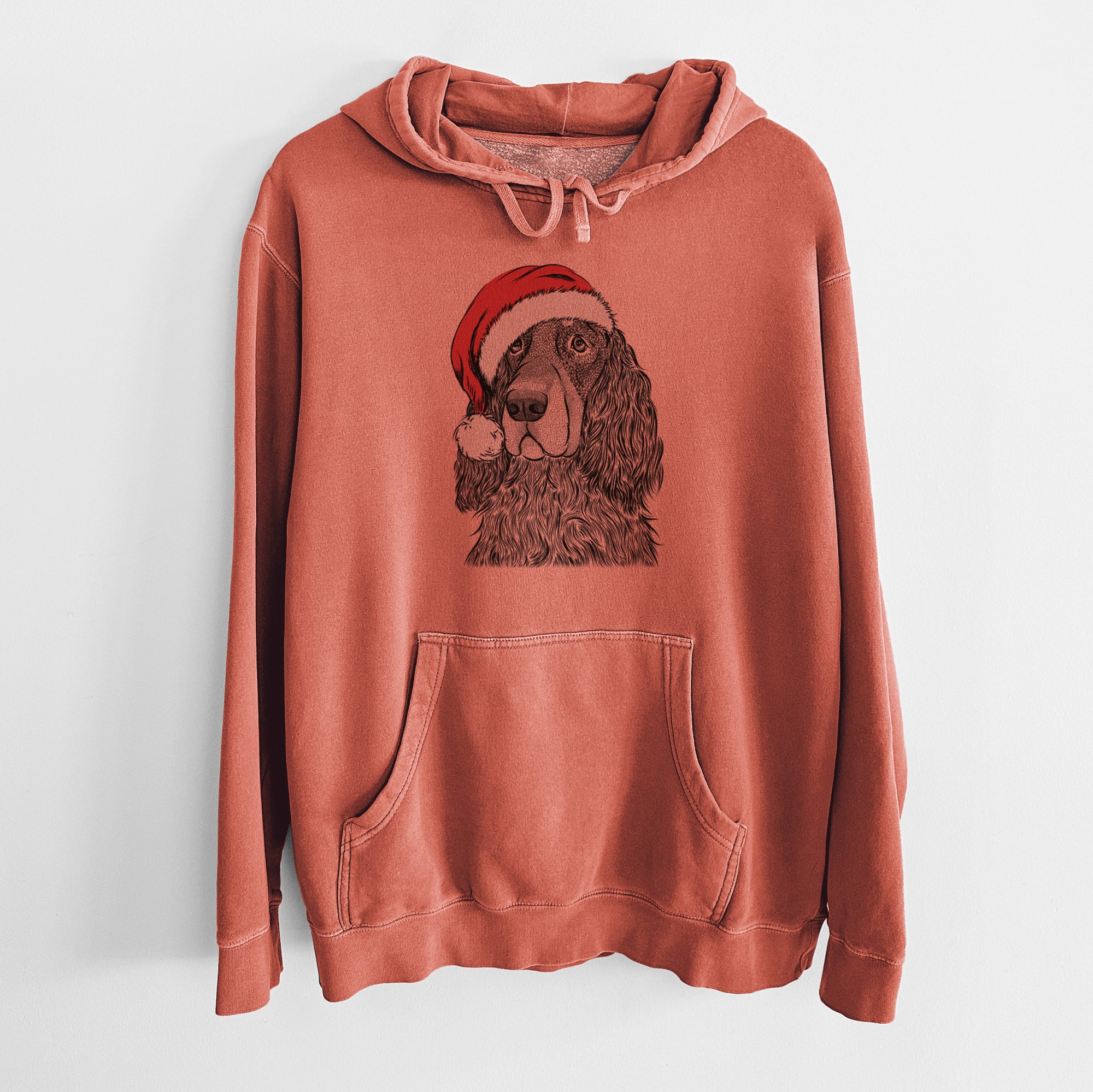 Santa Hat Stormy the Gordon Setter - Unisex Pigment Dyed Hoodie