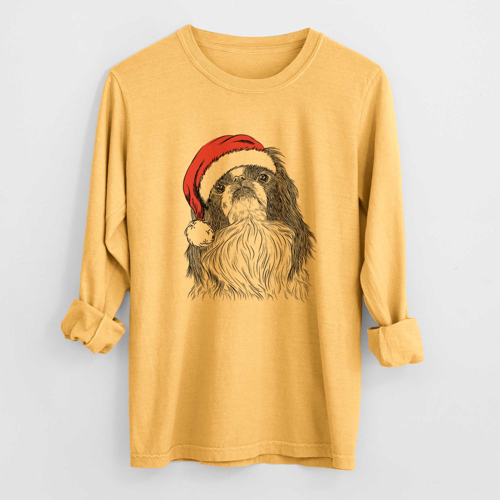 Santa Suki the Japanese Chin - Men's Heavyweight 100% Cotton Long Sleeve