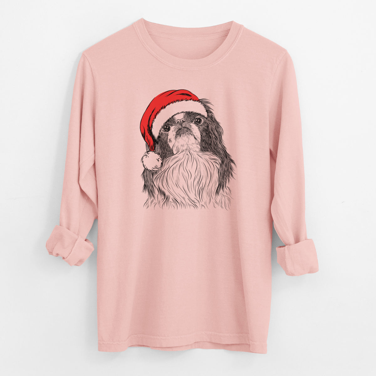 Santa Suki the Japanese Chin - Men's Heavyweight 100% Cotton Long Sleeve