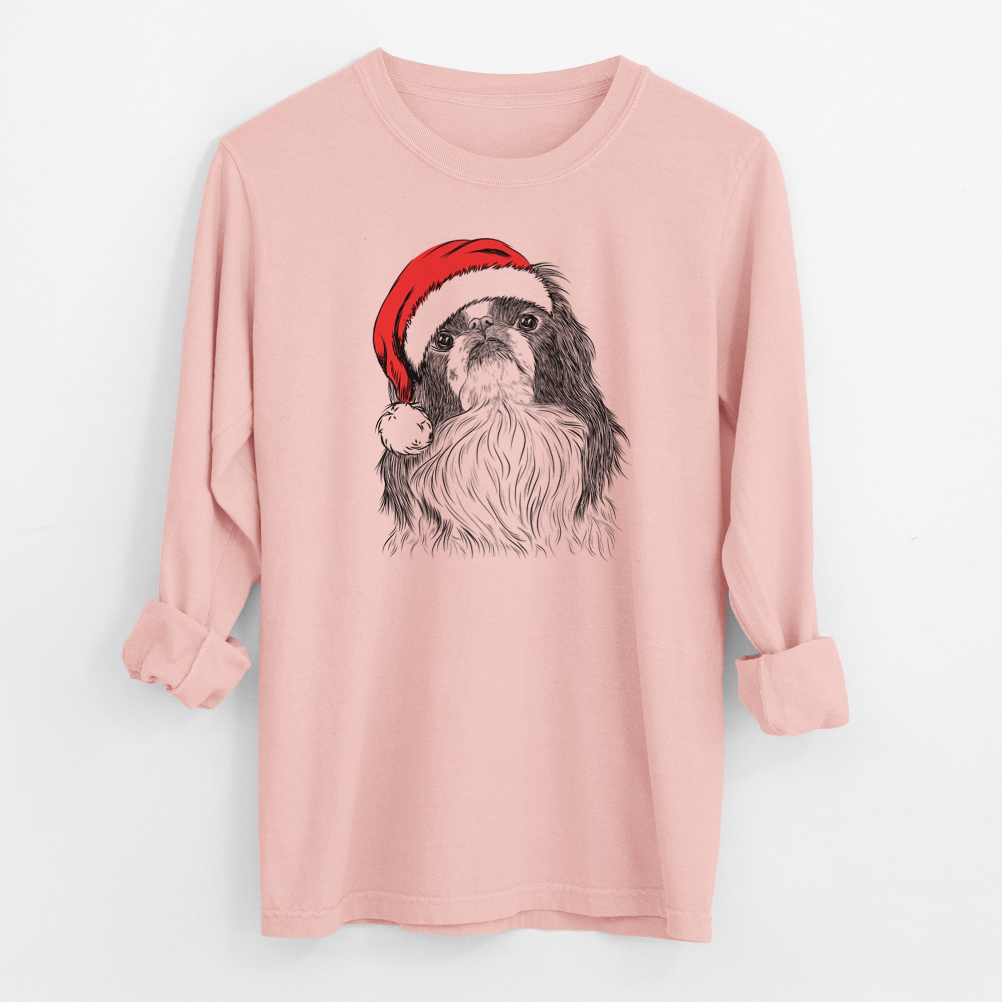 Santa Suki the Japanese Chin - Men's Heavyweight 100% Cotton Long Sleeve