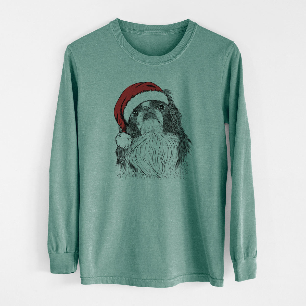 Santa Suki the Japanese Chin - Men's Heavyweight 100% Cotton Long Sleeve