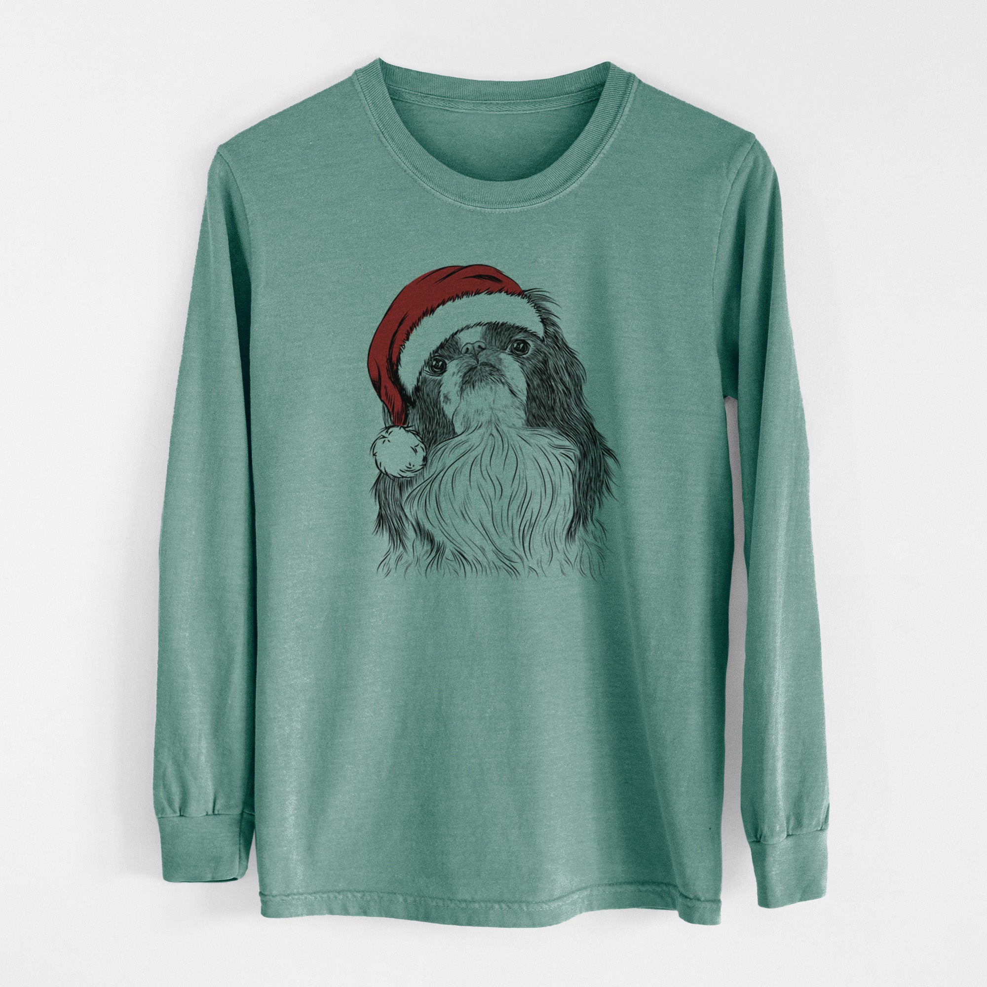 Santa Suki the Japanese Chin - Men's Heavyweight 100% Cotton Long Sleeve