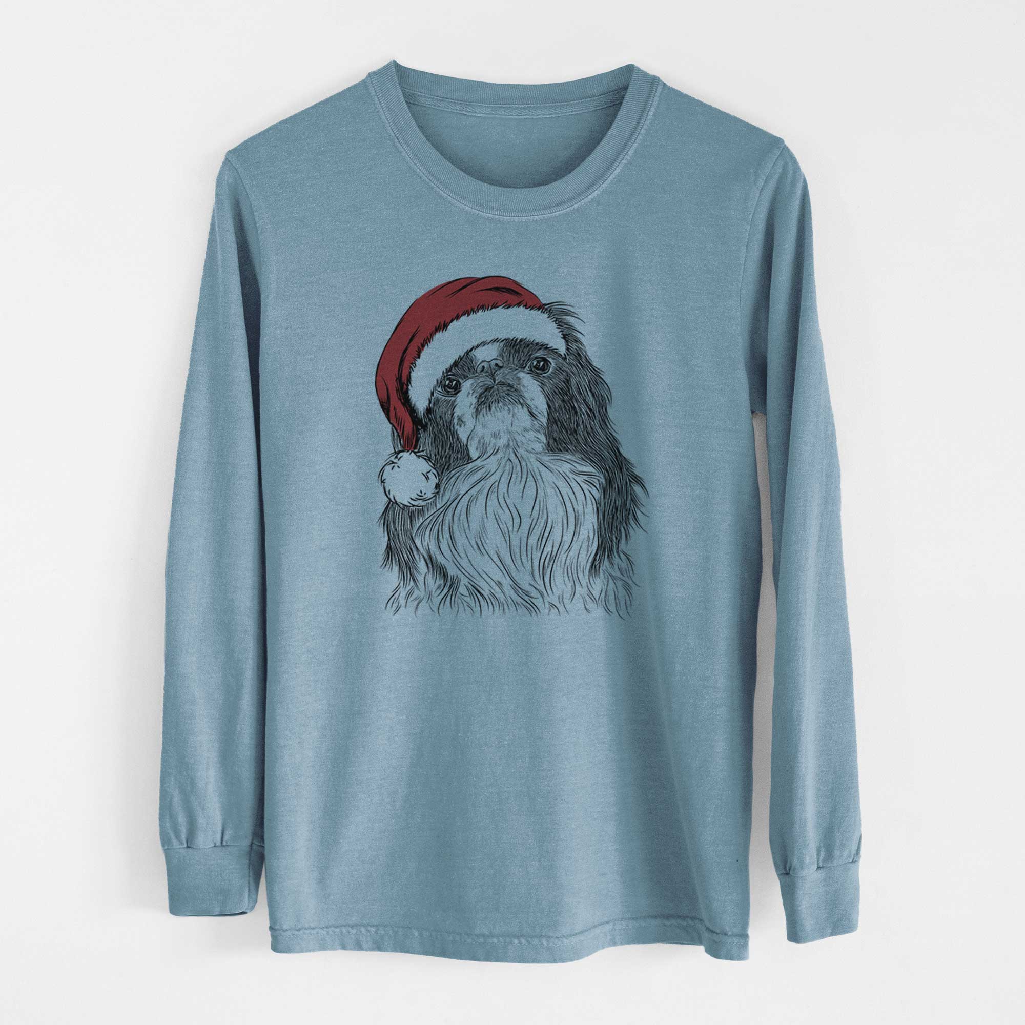 Santa Suki the Japanese Chin - Men's Heavyweight 100% Cotton Long Sleeve