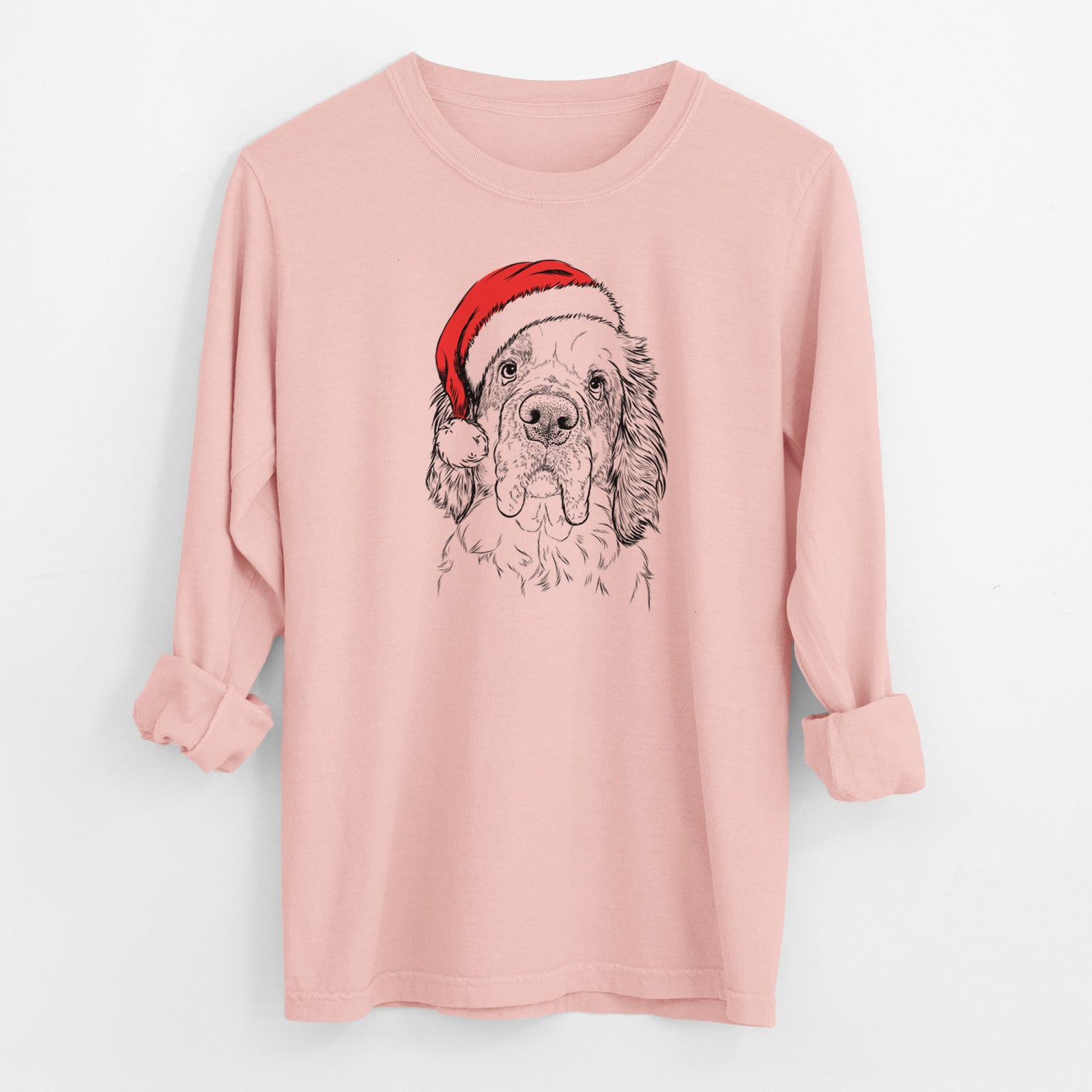 Santa Sully the Clumber Spaniel - Men's Heavyweight 100% Cotton Long Sleeve