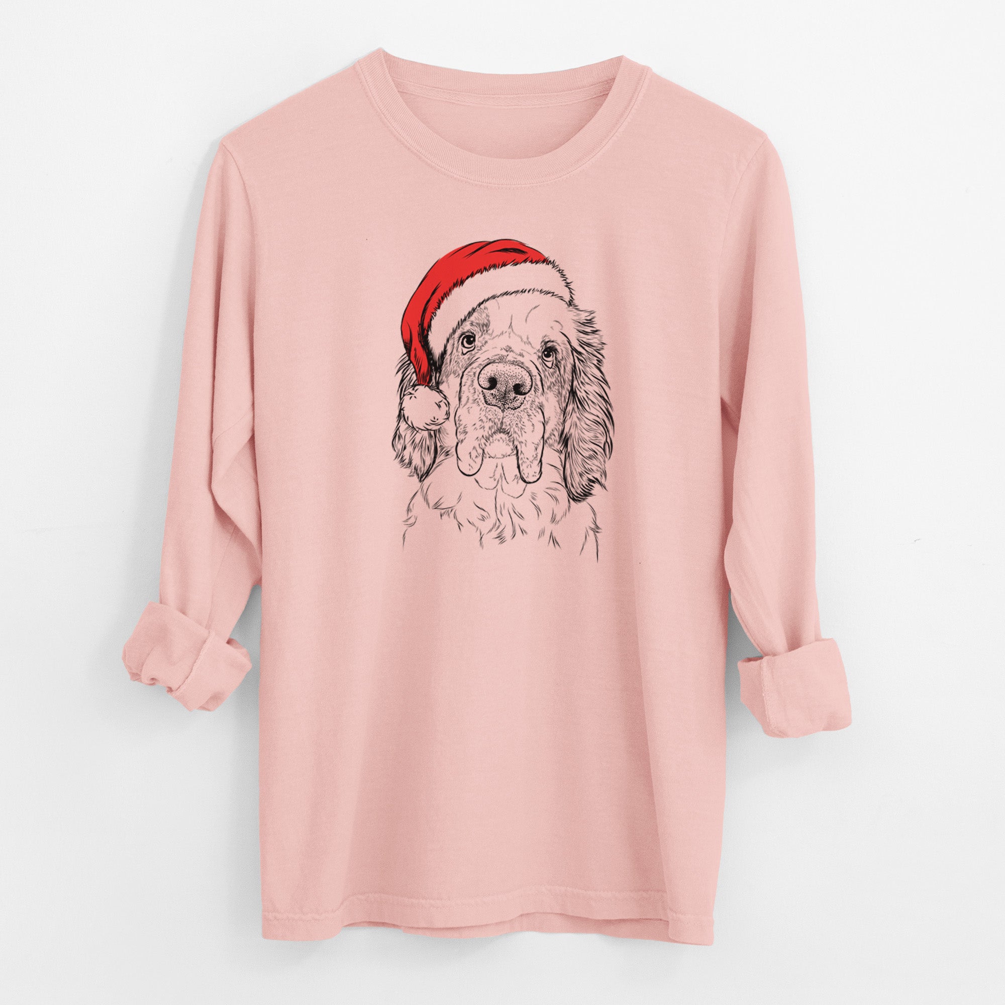 Santa Sully the Clumber Spaniel - Men's Heavyweight 100% Cotton Long Sleeve