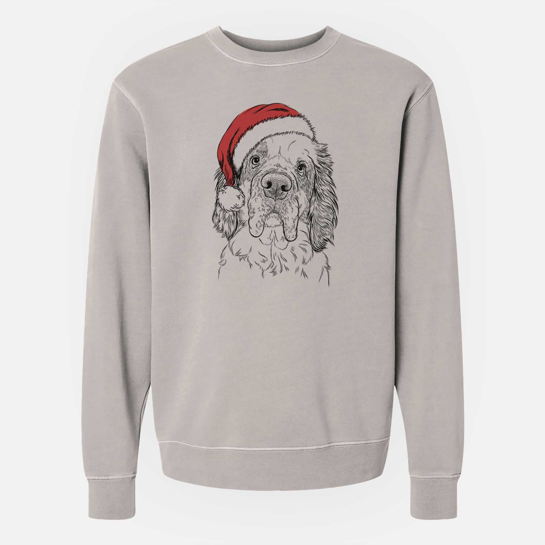 Santa Sully the Clumber Spaniel - Unisex Pigment Dyed Crew Sweatshirt