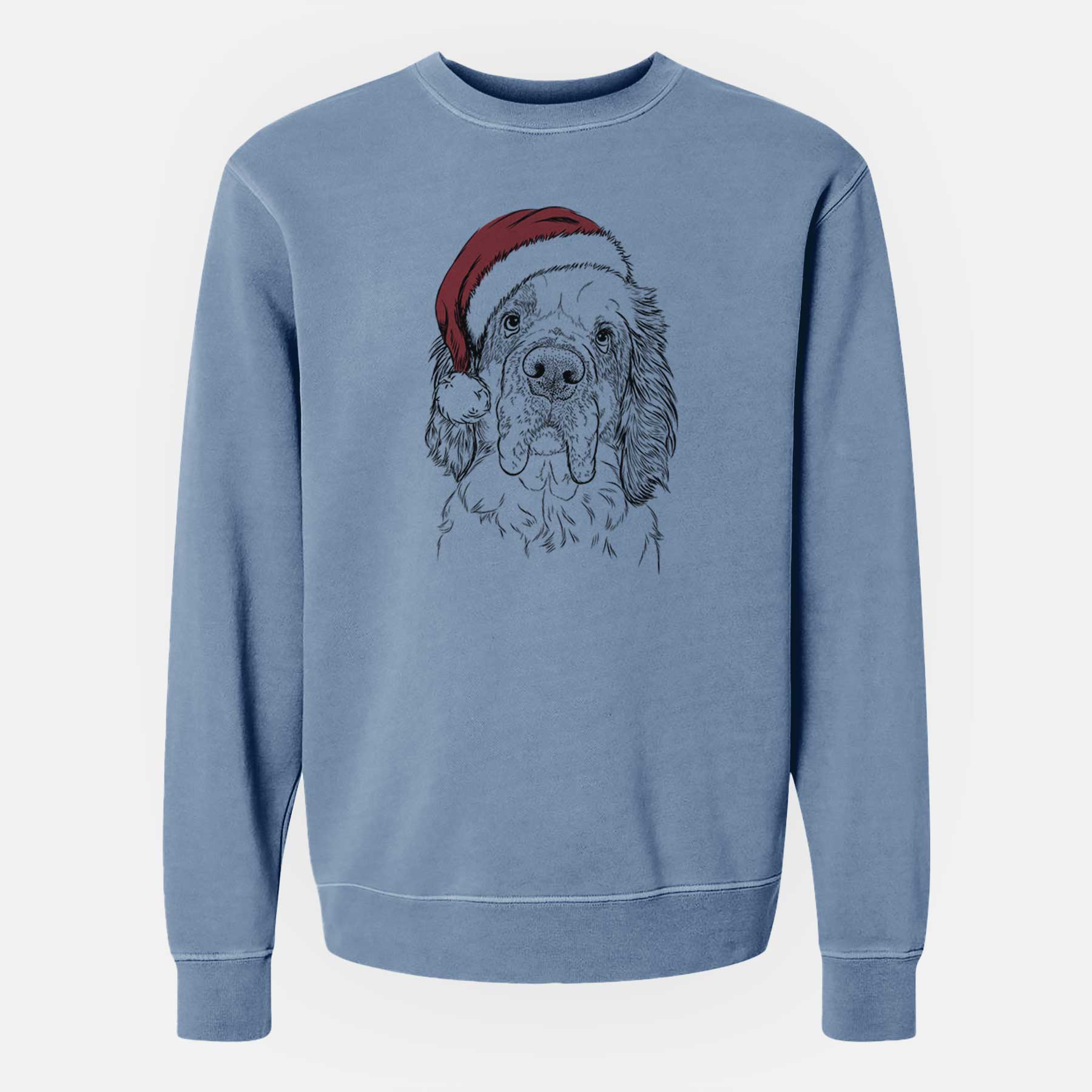 Santa Sully the Clumber Spaniel - Unisex Pigment Dyed Crew Sweatshirt