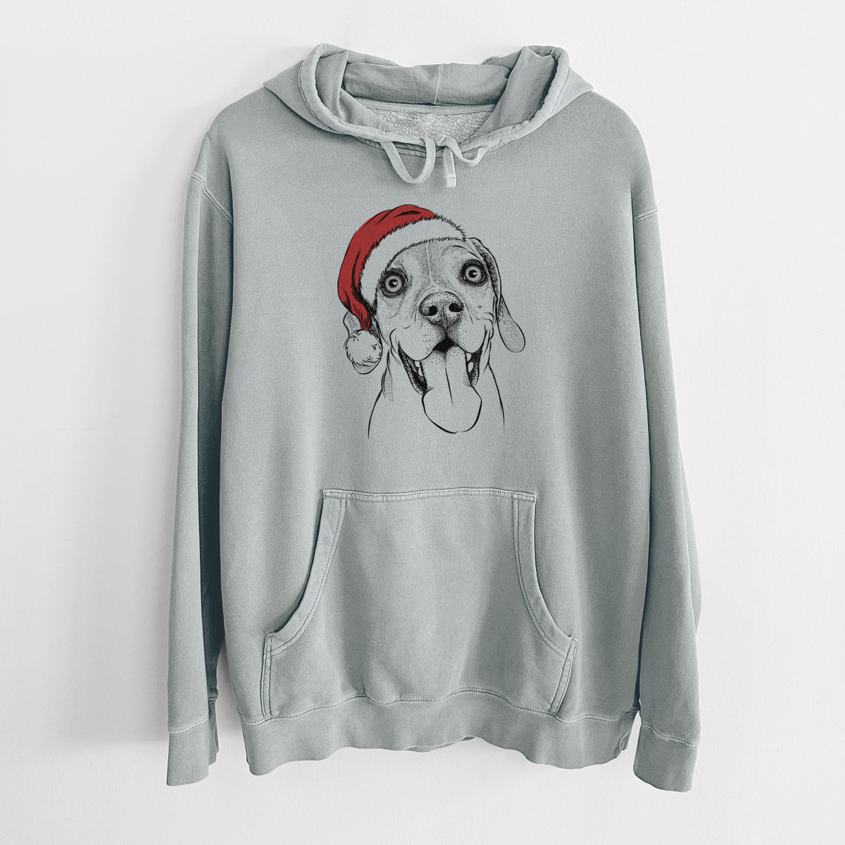 Santa Hat Sunny the Beagle - Unisex Pigment Dyed Hoodie