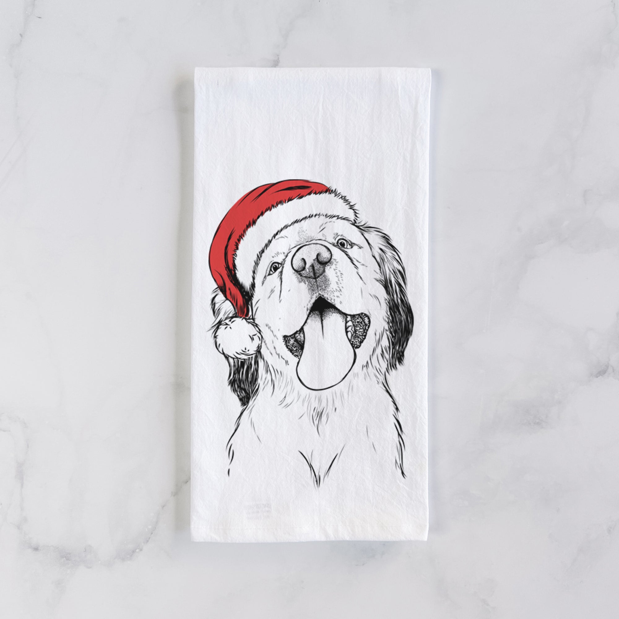 Sven the Double Merle Spaniel Aussie Mix Tea Towel