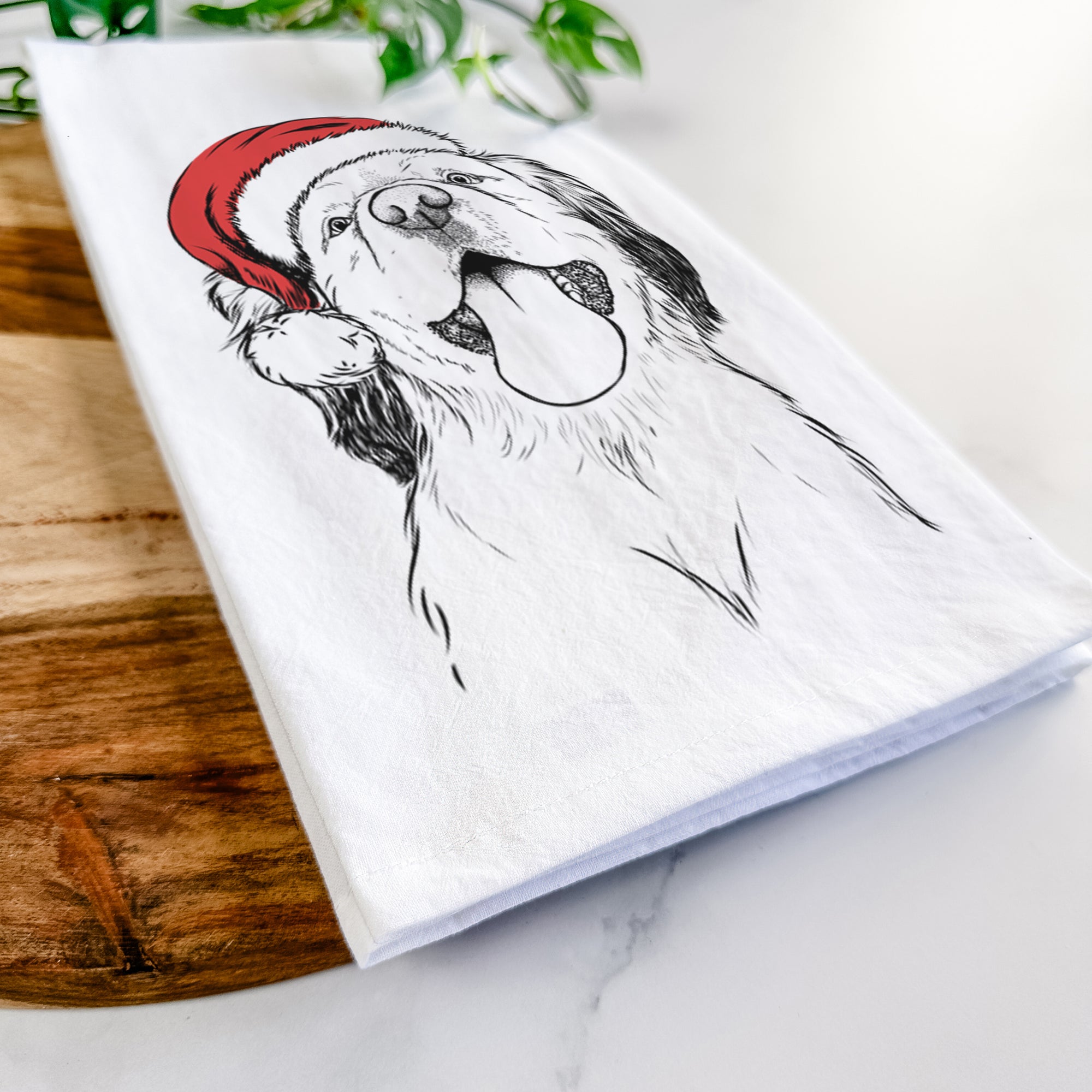 Sven the Double Merle Spaniel Aussie Mix Tea Towel