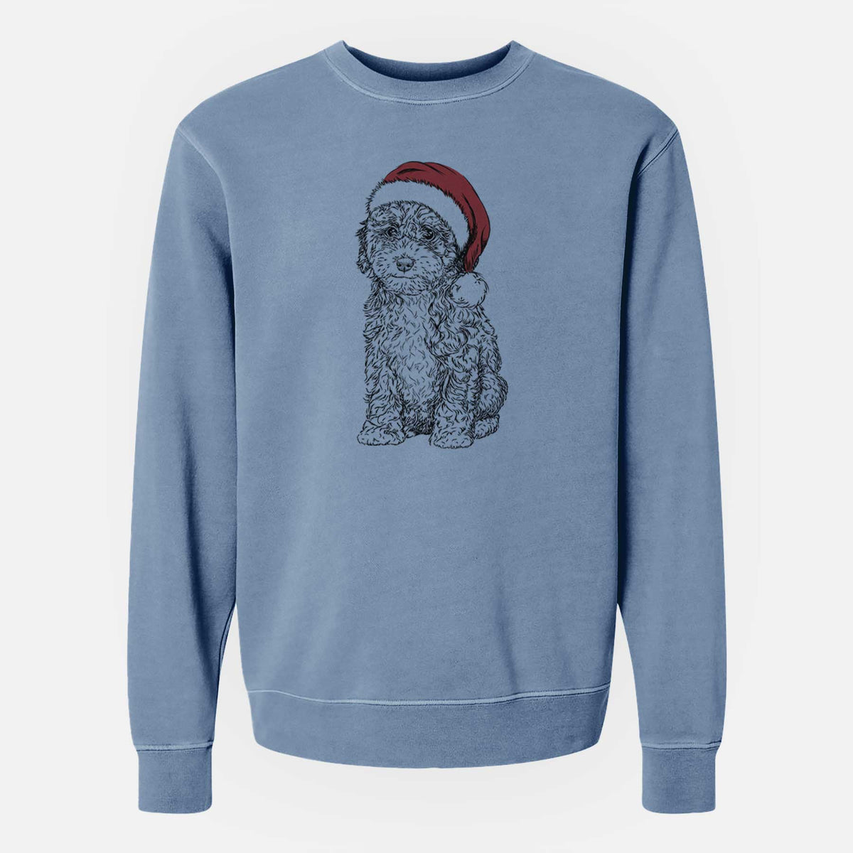 Santa Sweet Tea the Mini Doodle - Unisex Pigment Dyed Crew Sweatshirt