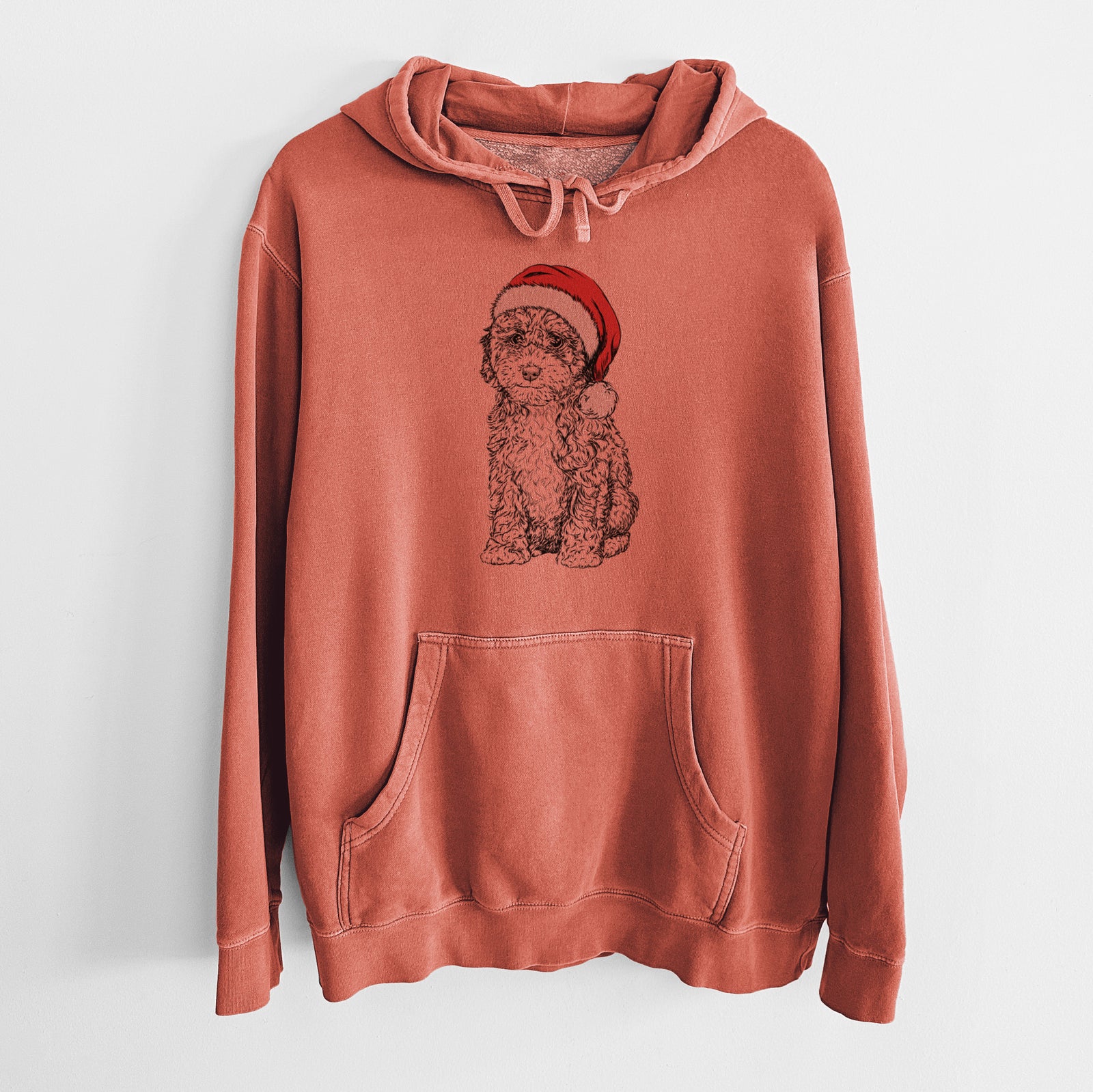 Santa Hat Sweet Tea the Mini Doodle - Unisex Pigment Dyed Hoodie