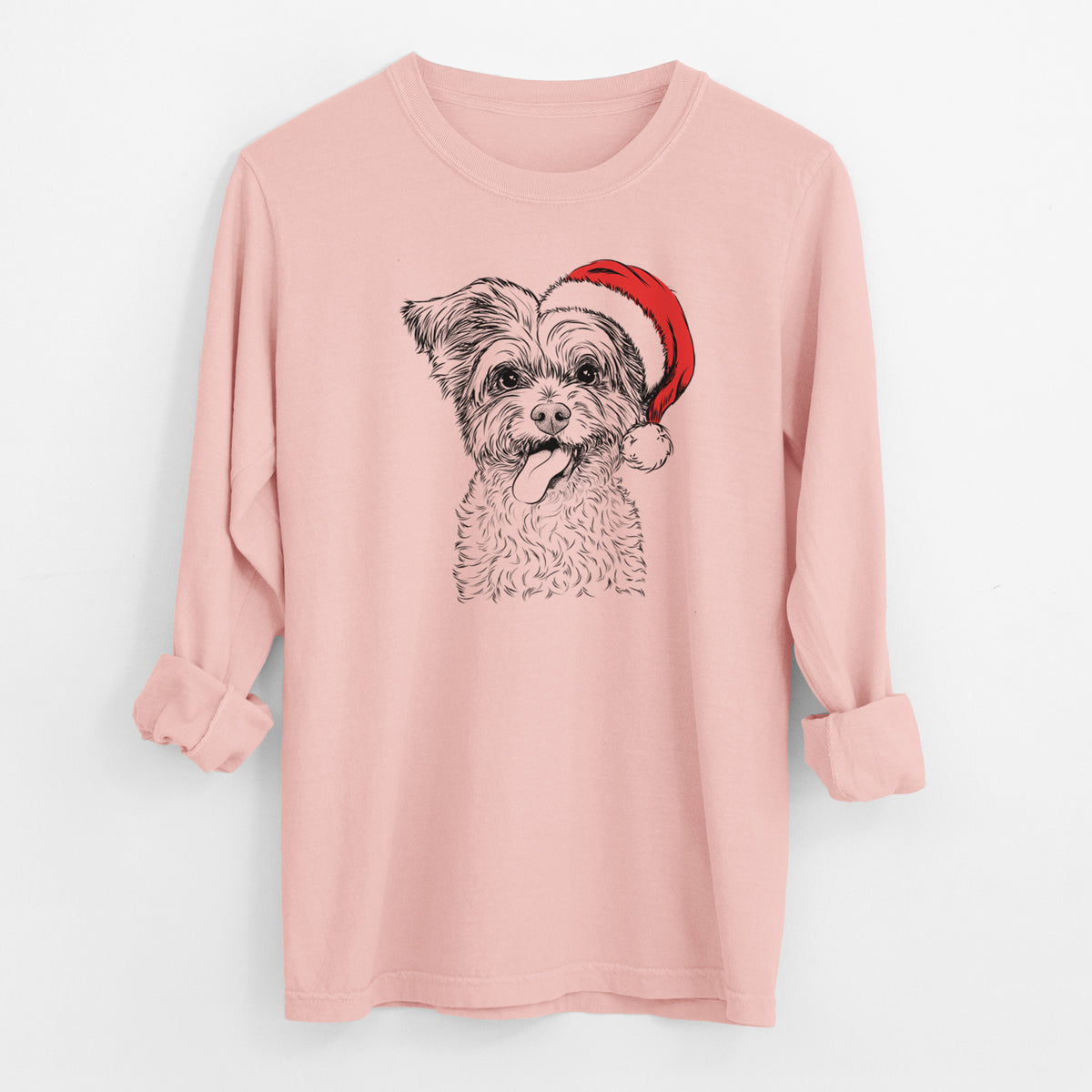 Santa Sweetie the Terrier Mix - Men's Heavyweight 100% Cotton Long Sleeve
