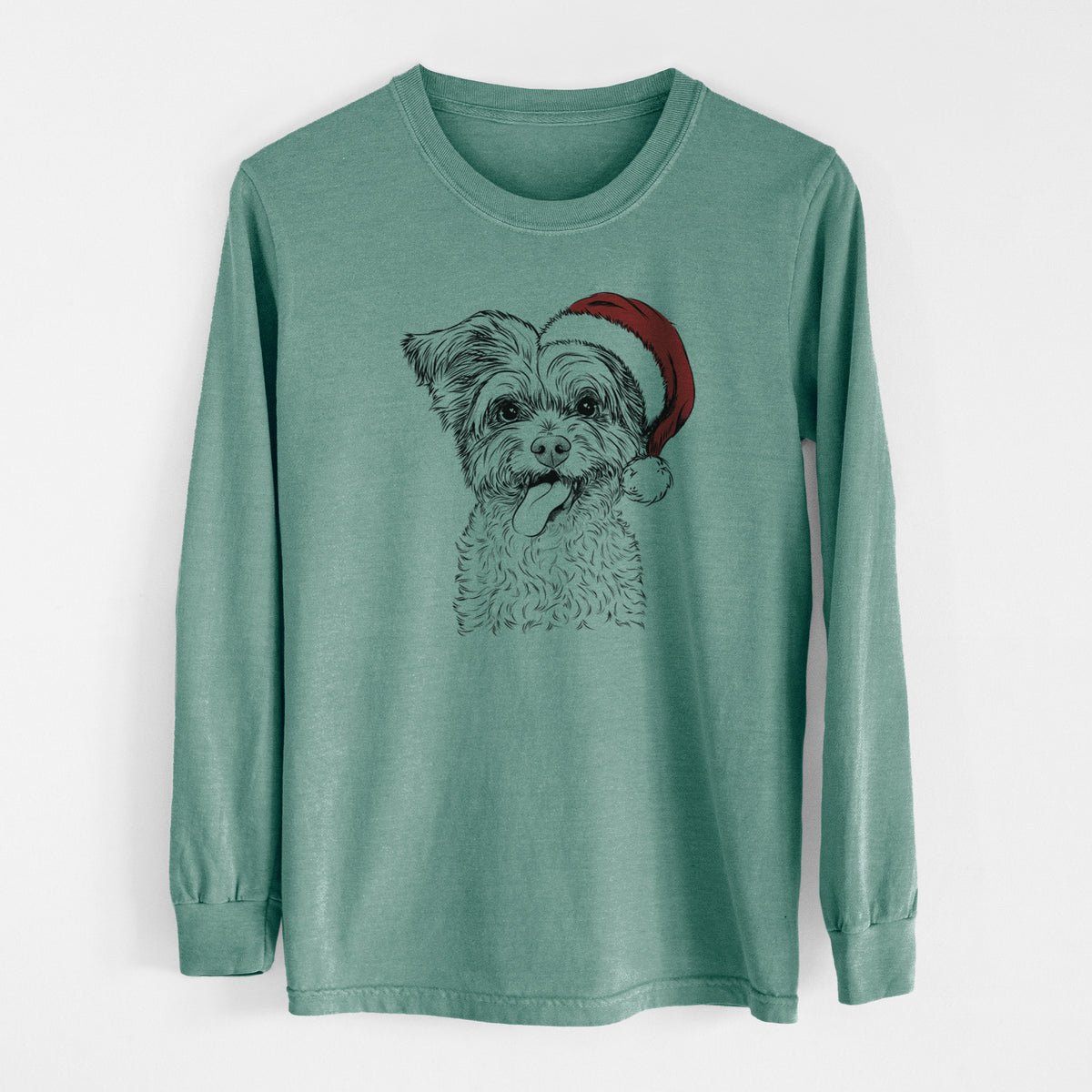 Santa Sweetie the Terrier Mix - Men's Heavyweight 100% Cotton Long Sleeve
