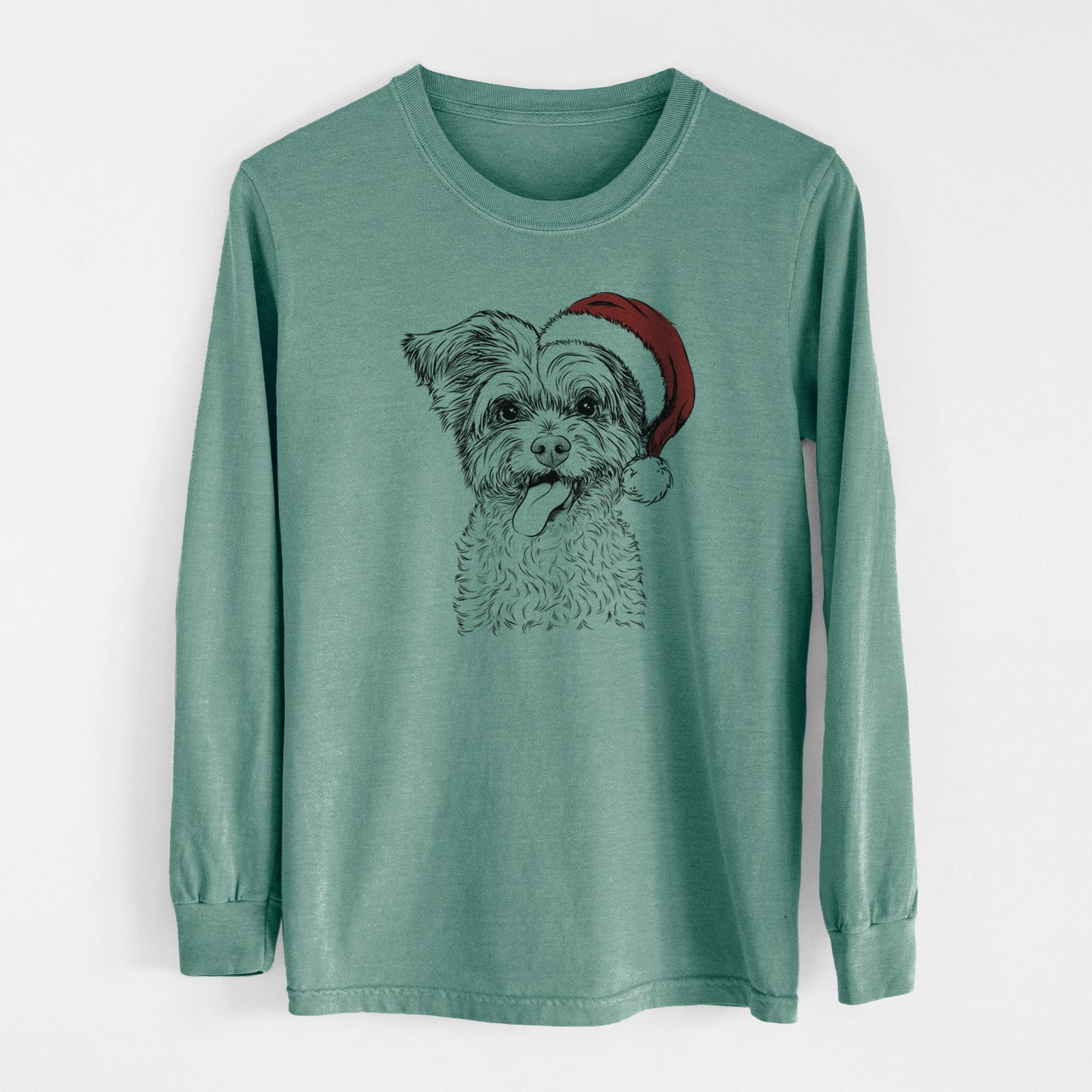 Santa Sweetie the Terrier Mix - Men's Heavyweight 100% Cotton Long Sleeve