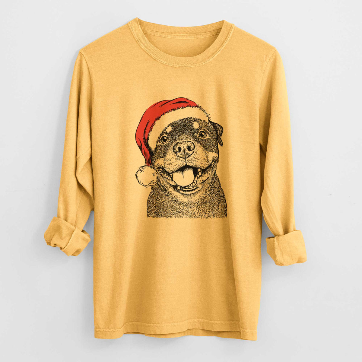 Santa Talos the Rottweiler - Men's Heavyweight 100% Cotton Long Sleeve
