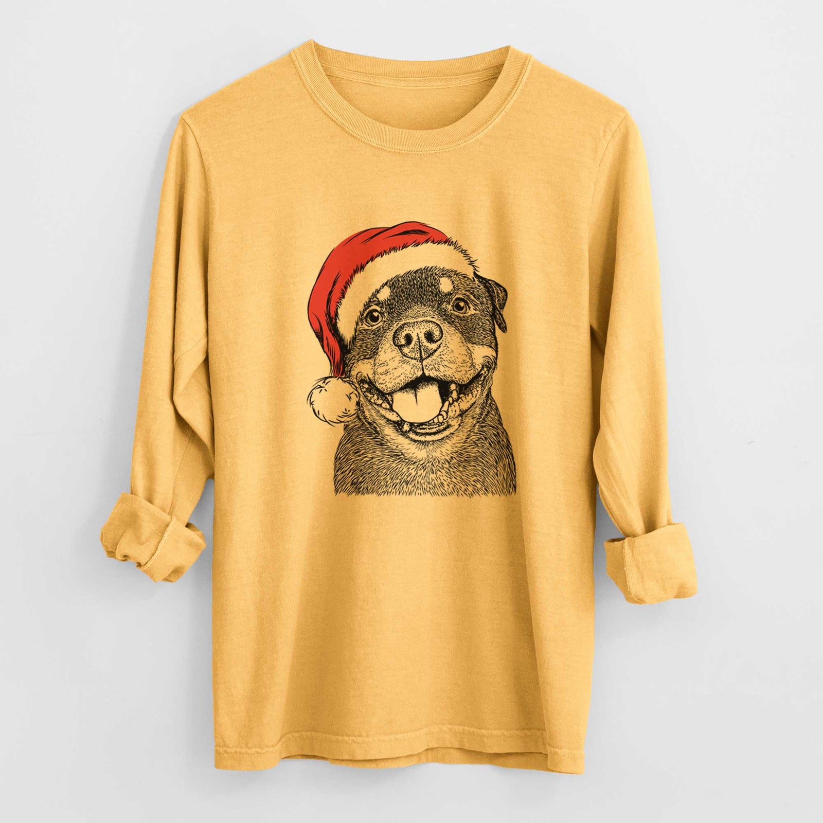 Santa Talos the Rottweiler - Men's Heavyweight 100% Cotton Long Sleeve