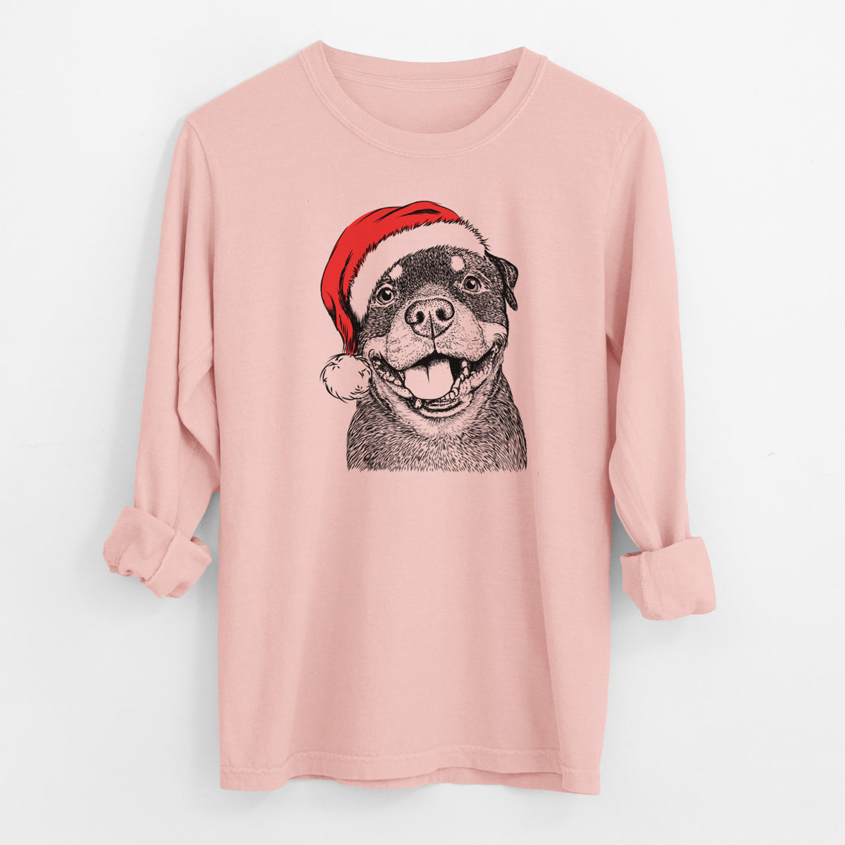 Santa Talos the Rottweiler - Men's Heavyweight 100% Cotton Long Sleeve