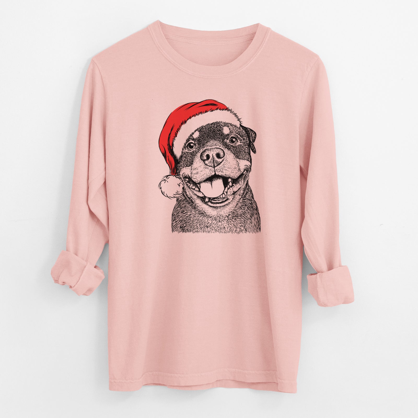 Santa Talos the Rottweiler - Men's Heavyweight 100% Cotton Long Sleeve