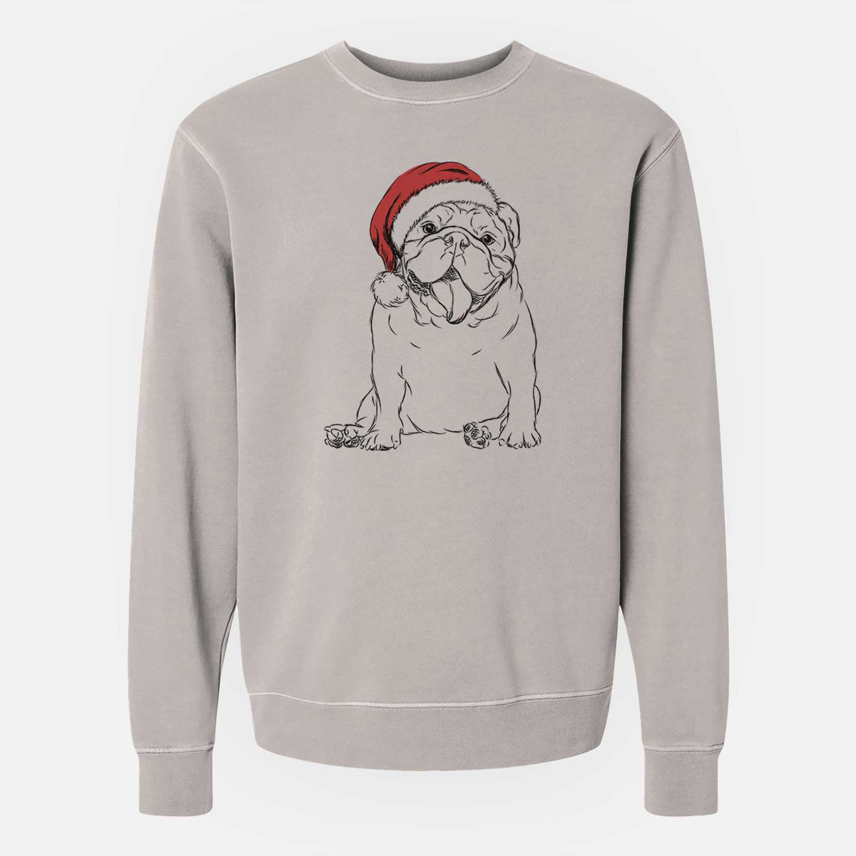 Santa Tank the English Bulldog - Unisex Pigment Dyed Crew Sweatshirt