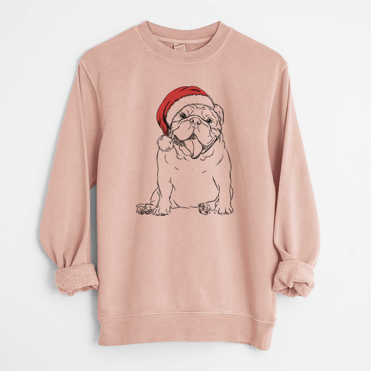 Santa Tank the English Bulldog - Unisex Pigment Dyed Crew Sweatshirt