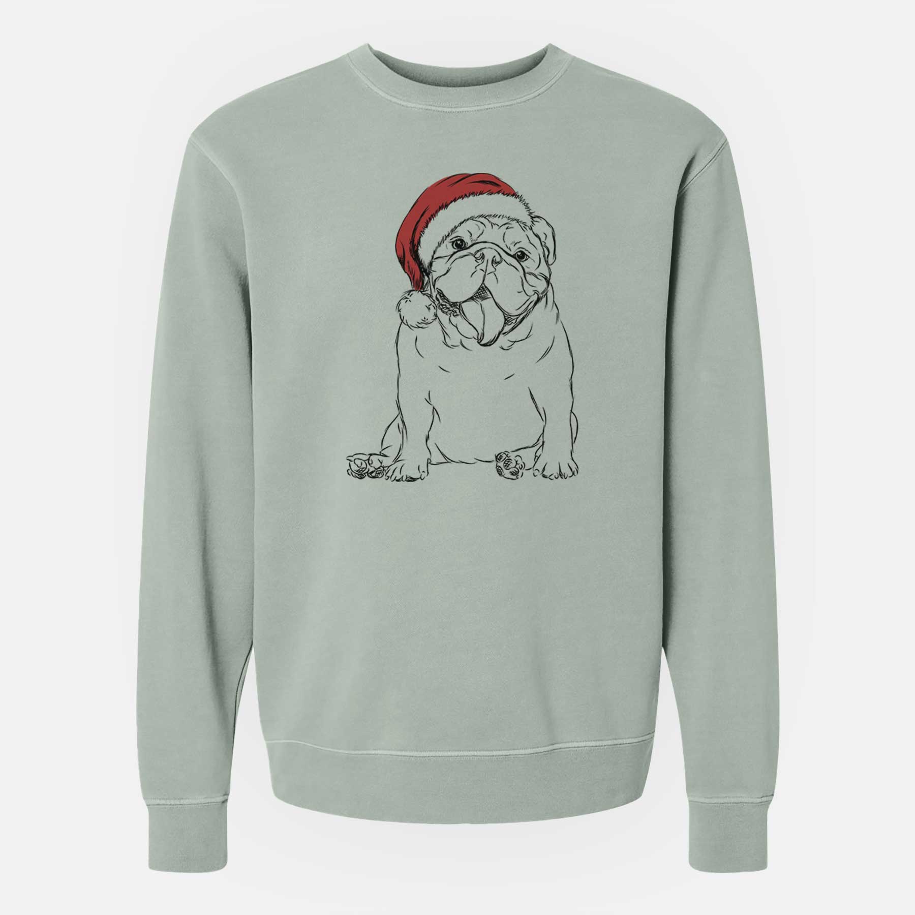 Santa Tank the English Bulldog - Unisex Pigment Dyed Crew Sweatshirt