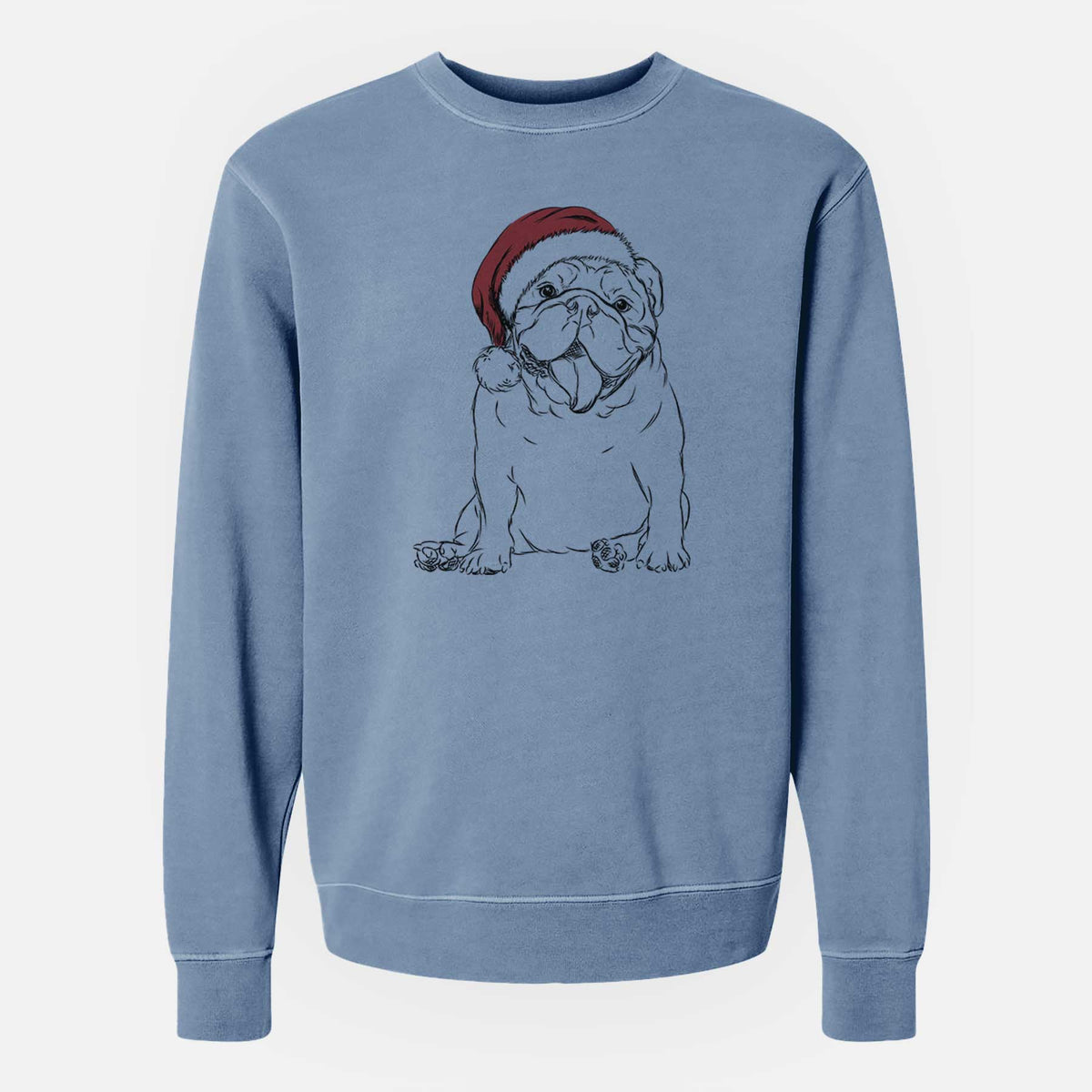 Santa Tank the English Bulldog - Unisex Pigment Dyed Crew Sweatshirt